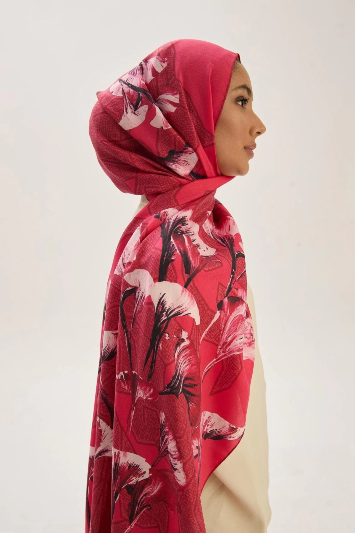 Maisa LEMA PAMUK İPEK ŞAL 70*190 CM - NAR ÇİÇEĞİ