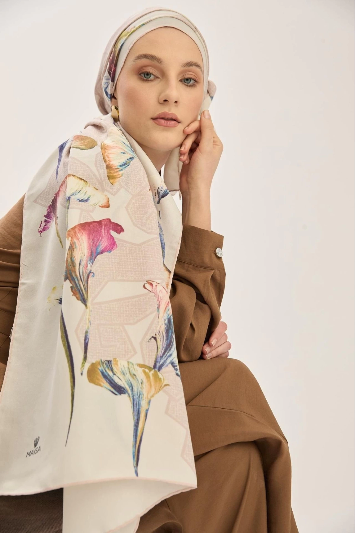 Maisa LEMA PAMUK İPEK ŞAL 70*190 CM - PUDRA PEMBE