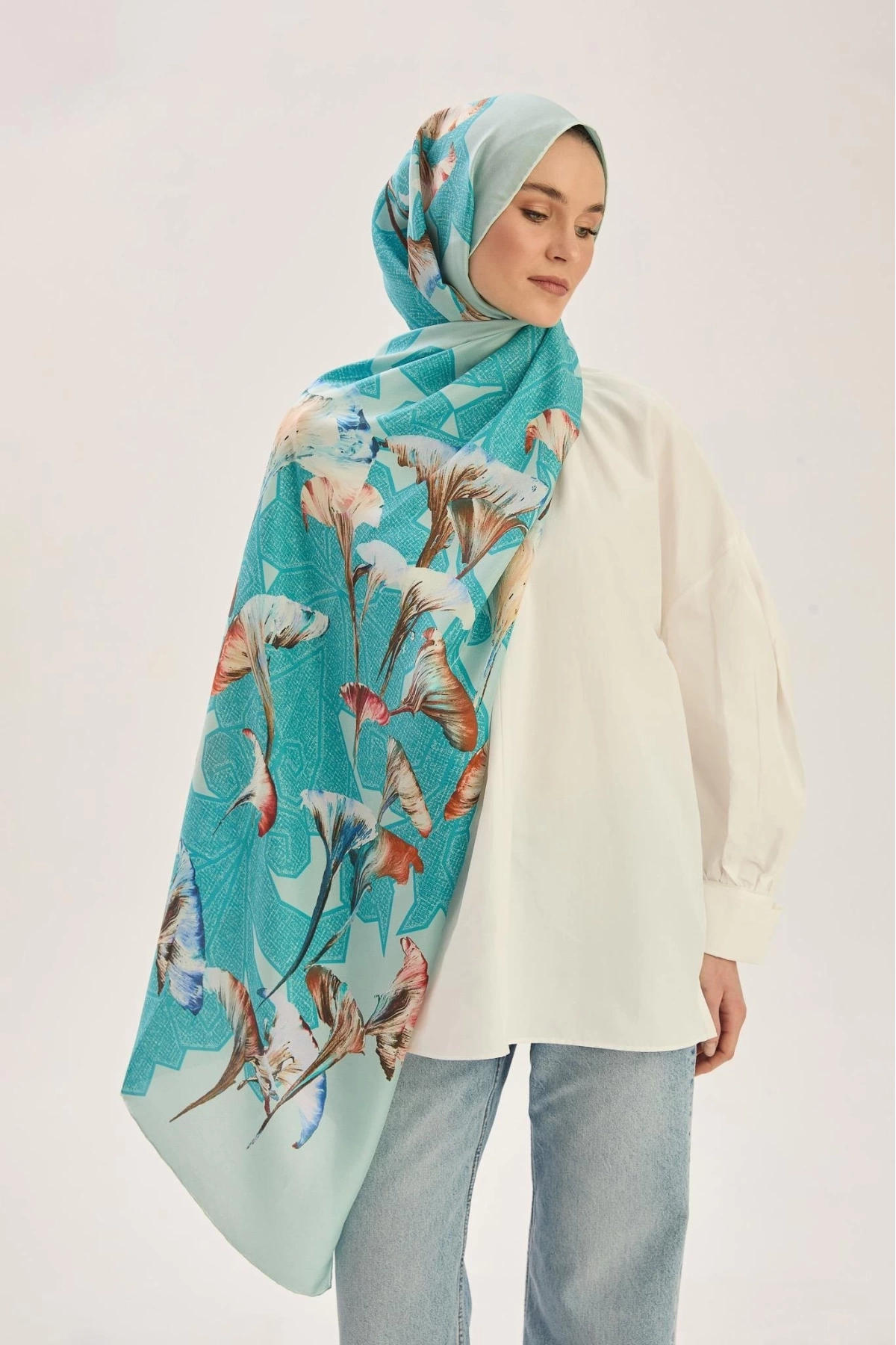 Maisa LEMA PAMUK İPEK ŞAL 70*190 CM - TURKUAZ
