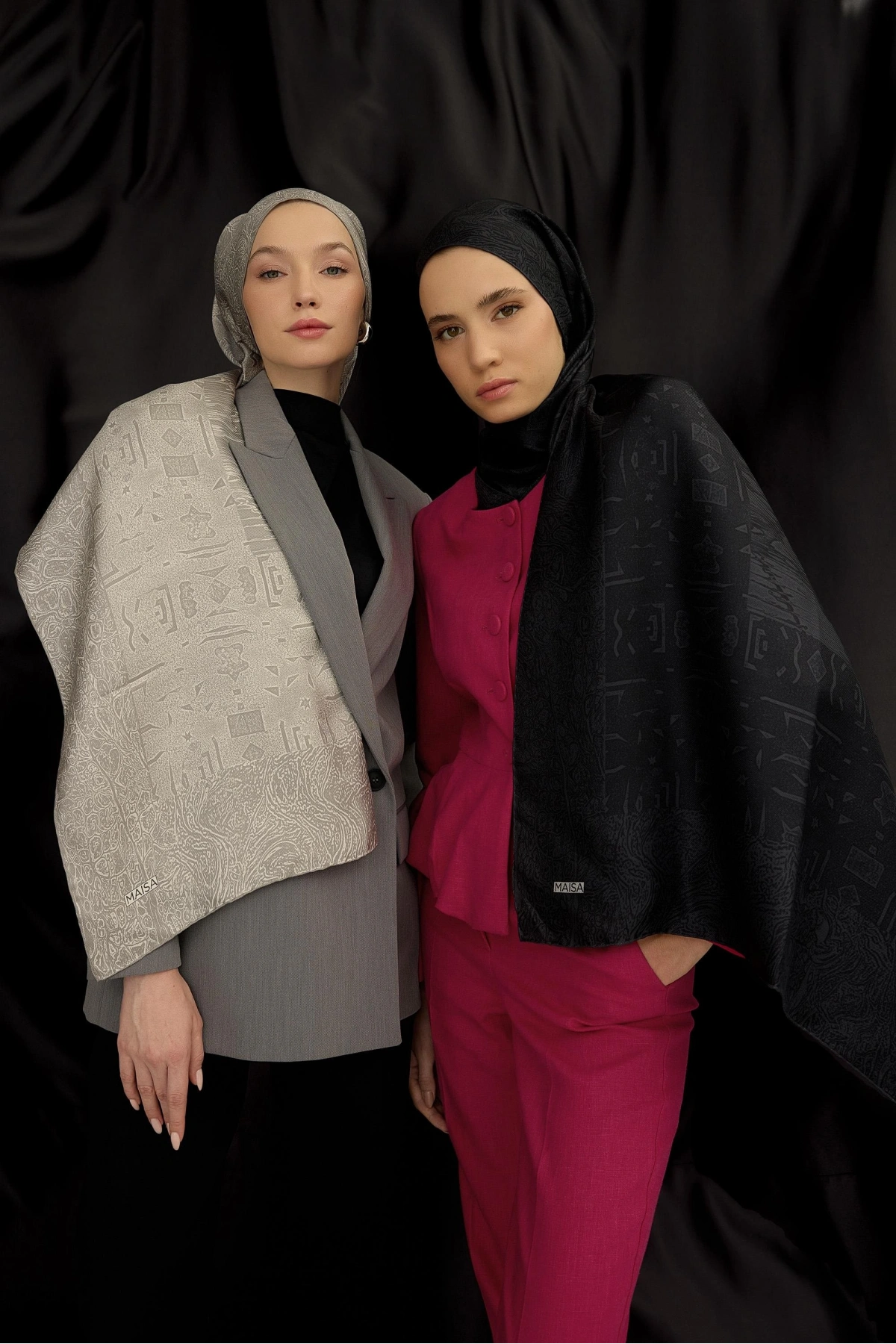 Maisa MERZ MULBERRY İPEK ŞAL 70*190 CM - SİYAH