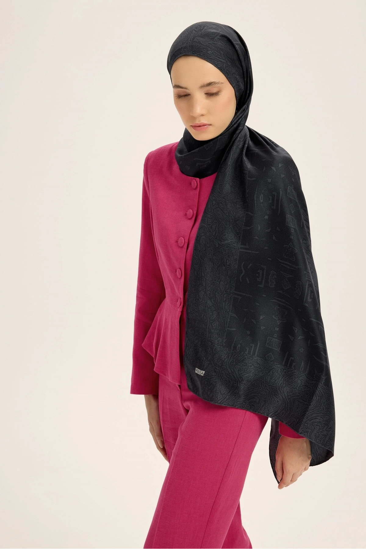 Maisa MERZ MULBERRY İPEK ŞAL 70*190 CM - SİYAH