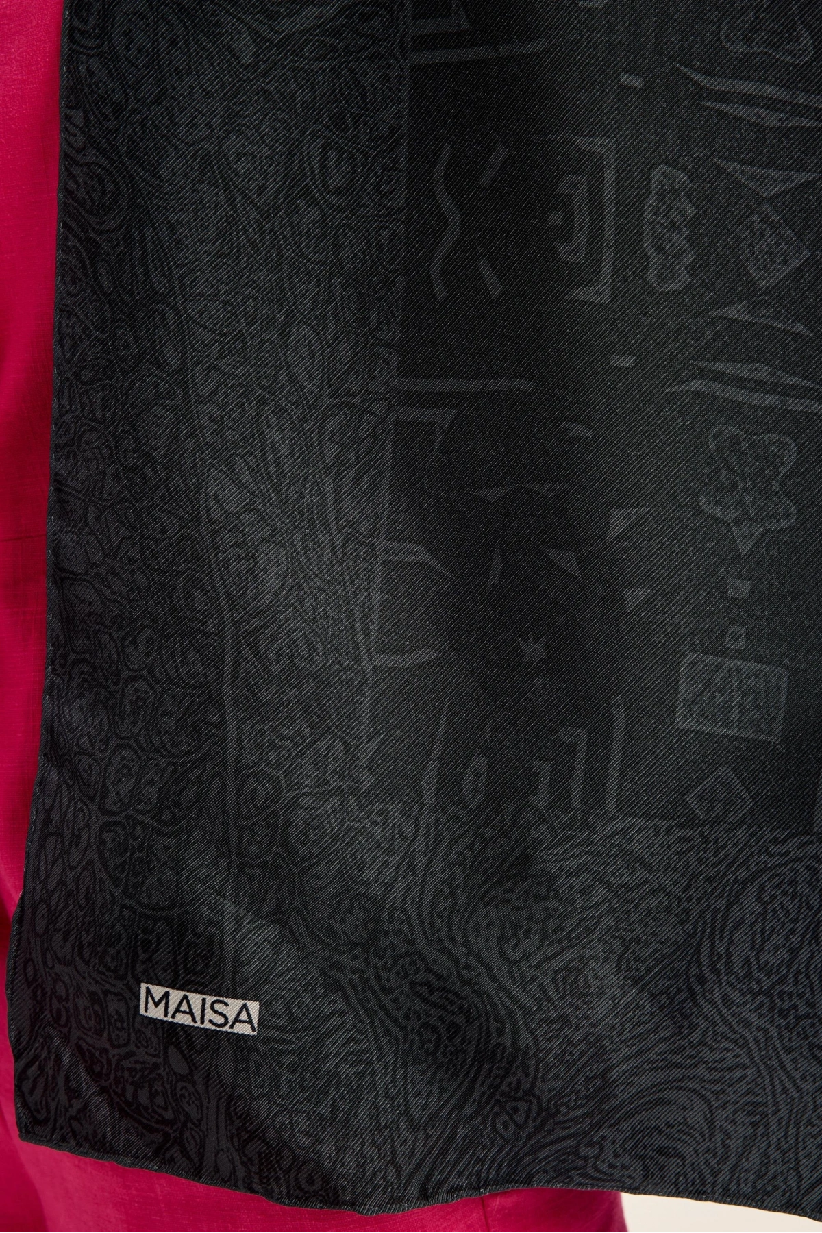 Maisa MERZ MULBERRY İPEK ŞAL 70*190 CM - SİYAH