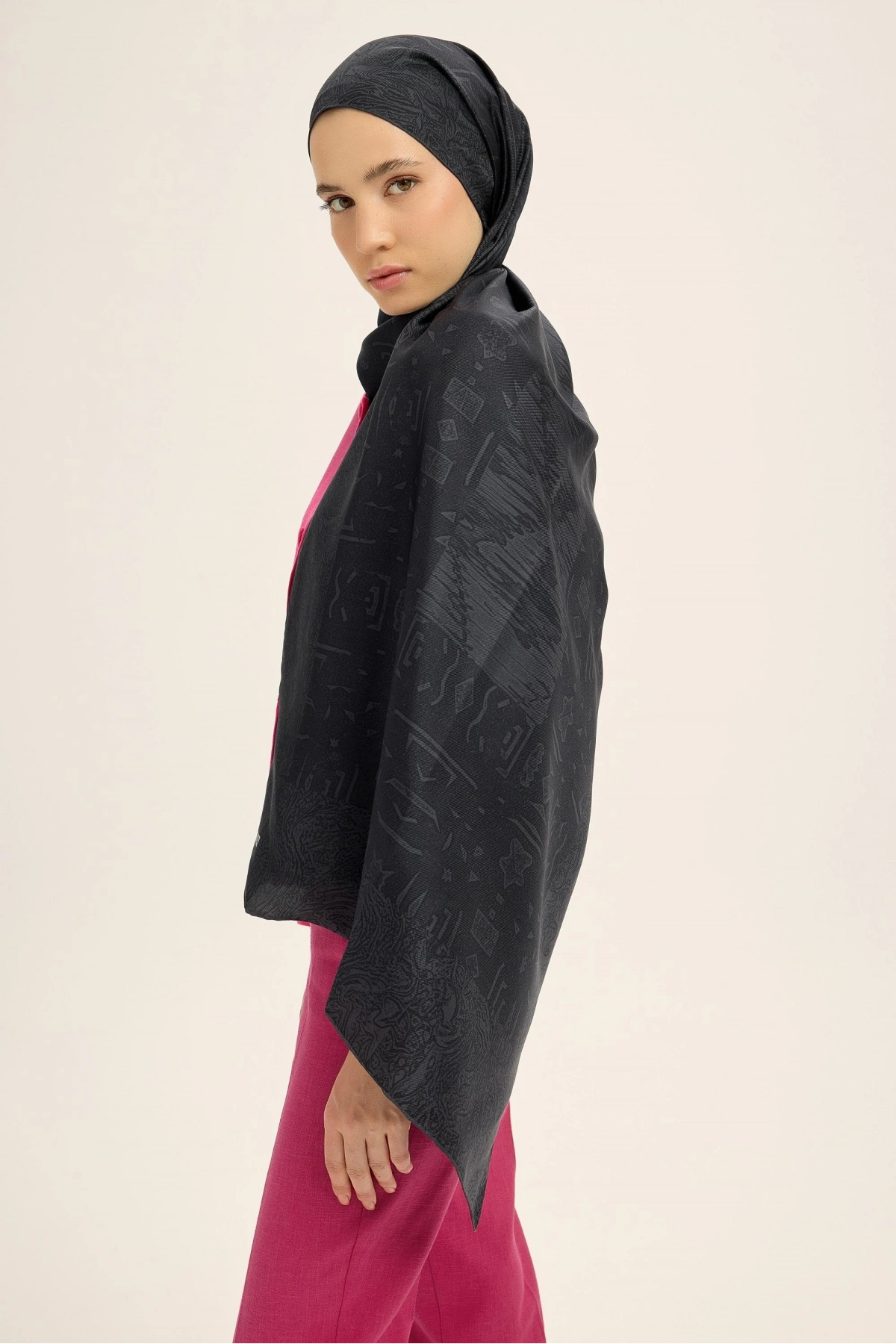 Maisa MERZ MULBERRY İPEK ŞAL 70*190 CM - SİYAH