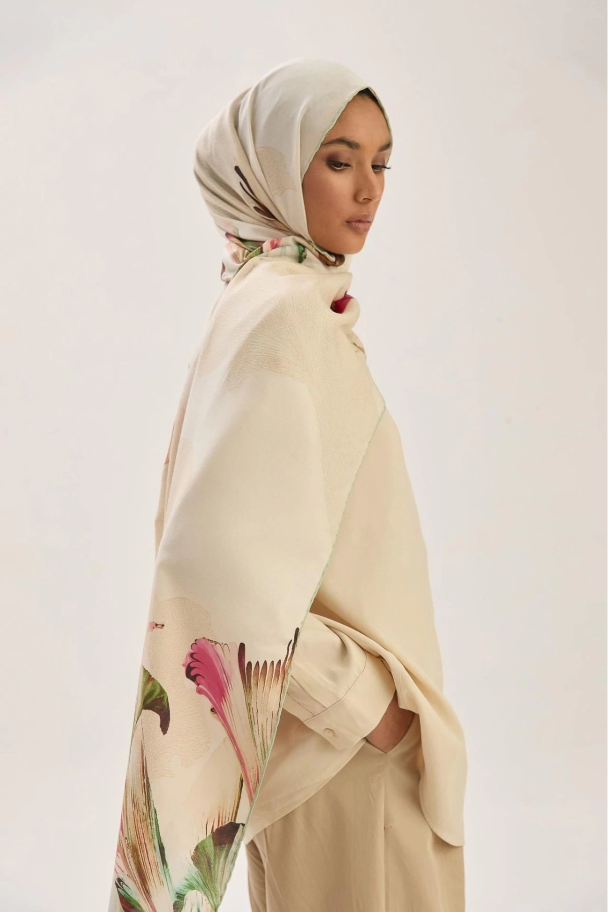 Maisa MİRA PAMUK İPEK ŞAL 70*190 CM - BEJ