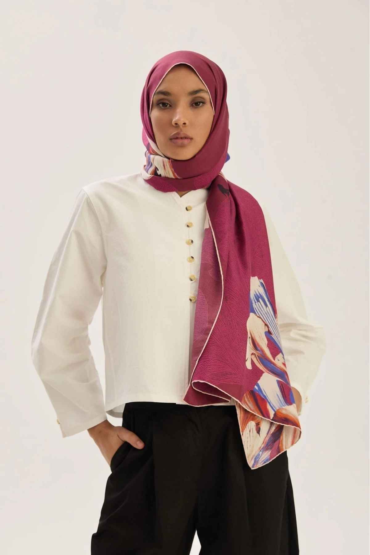 Maisa MİRA PAMUK İPEK ŞAL 70*190 CM - فيشني