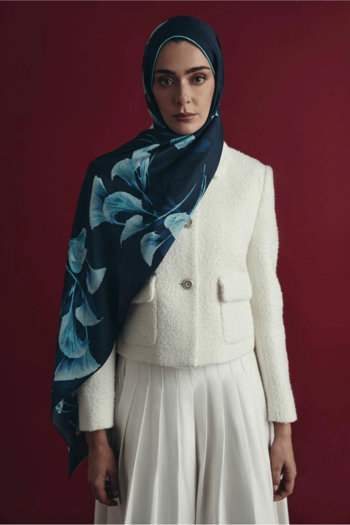 Maisa MİSK COTTON SILK SHAWL 70*190 CM - NAVY