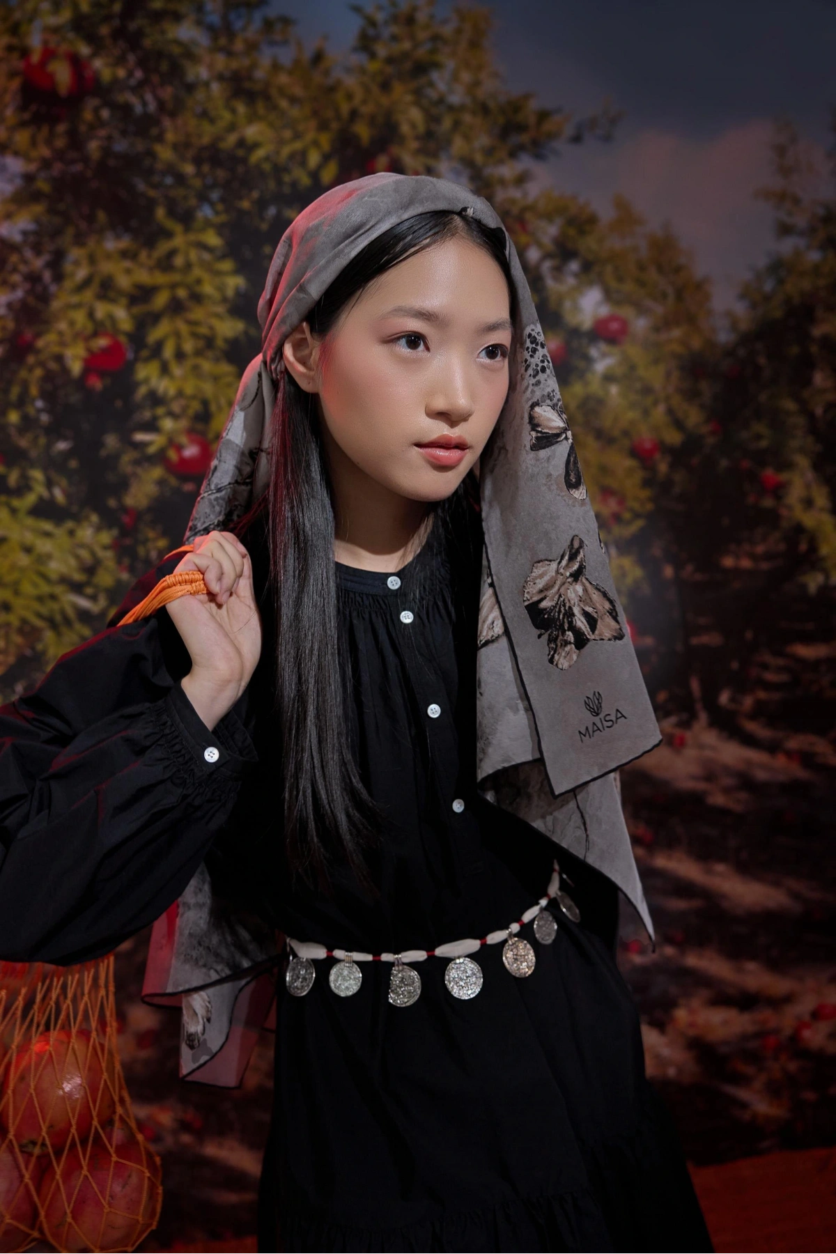 Maisa NARİN KREP İPEK ŞAL 70*190 CM - GRİ