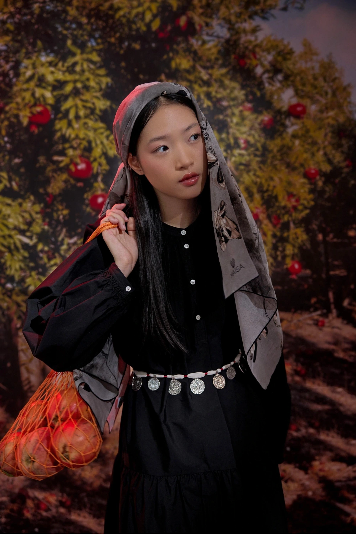 Maisa NARİN KREP İPEK ŞAL 70*190 CM - GRİ