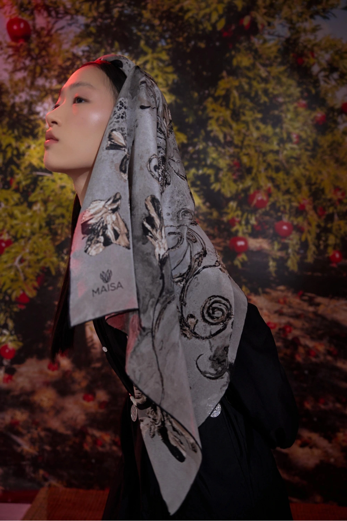 Maisa NARİN KREP İPEK ŞAL 70*190 CM - GRİ