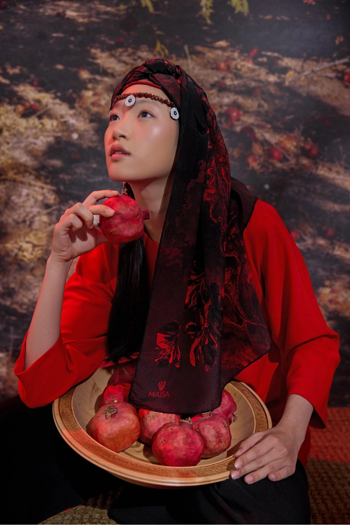 Maisa NARİN KREP İPEK ŞAL 70*190 CM - BORDO