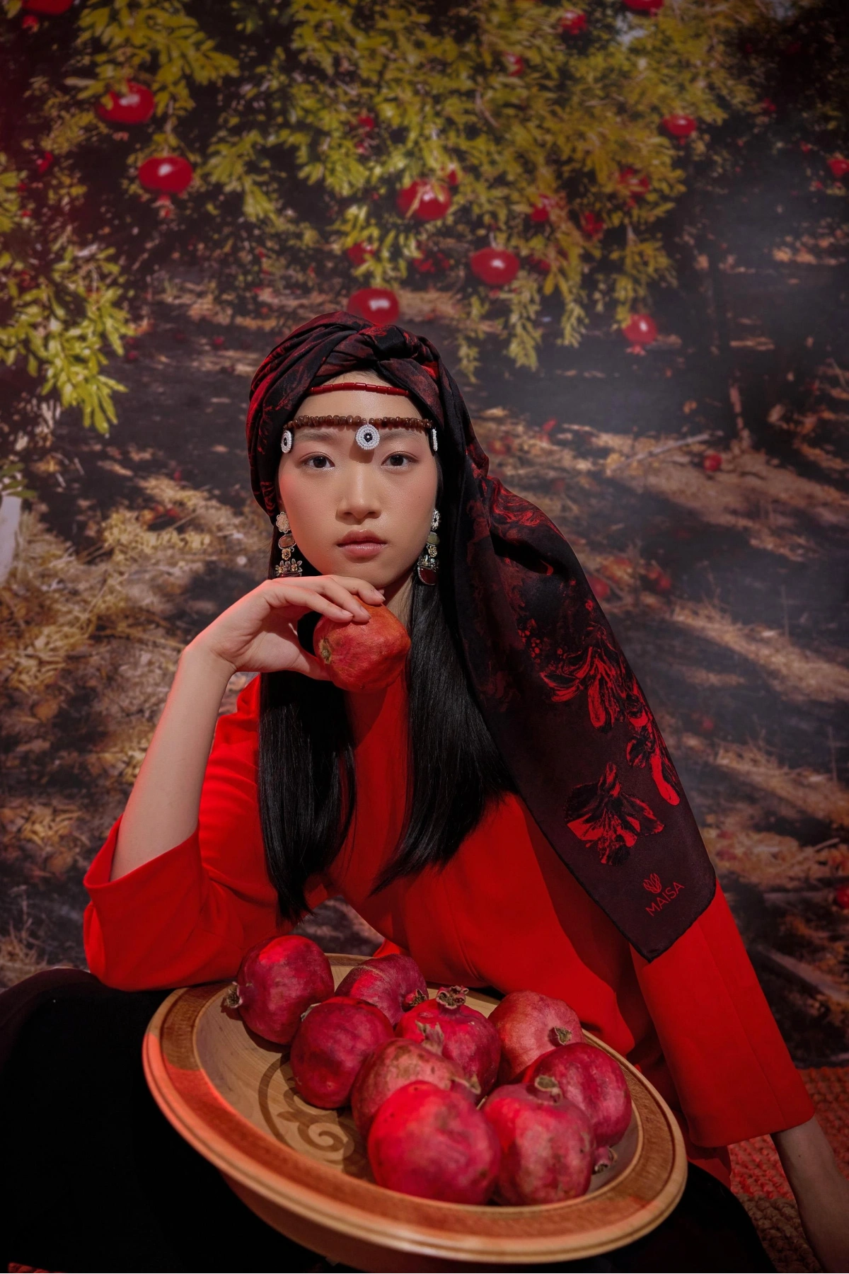 Maisa NARİN KREP İPEK ŞAL 70*190 CM - BORDO