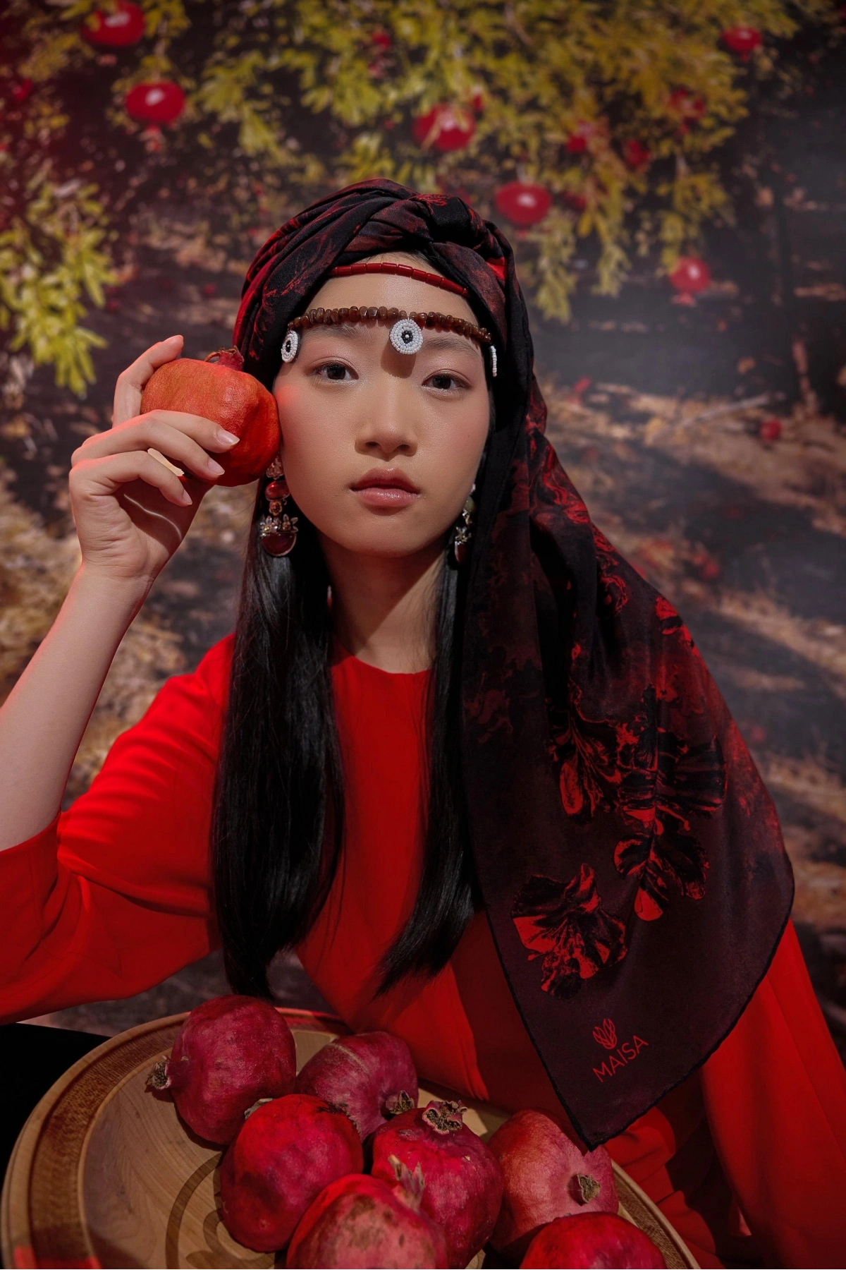 Maisa NARİN KREP İPEK ŞAL 70*190 CM - BORDO