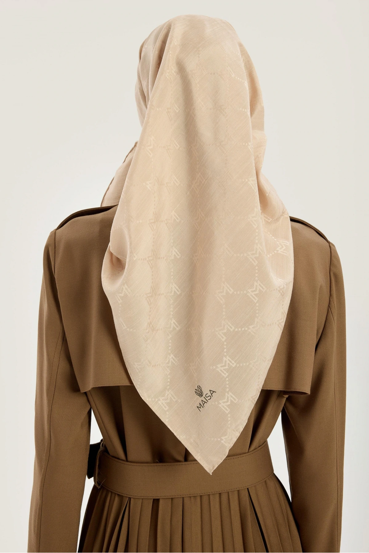 Maisa NEDA PAMUK İPEK EŞARP 90*90 CM - BEJ