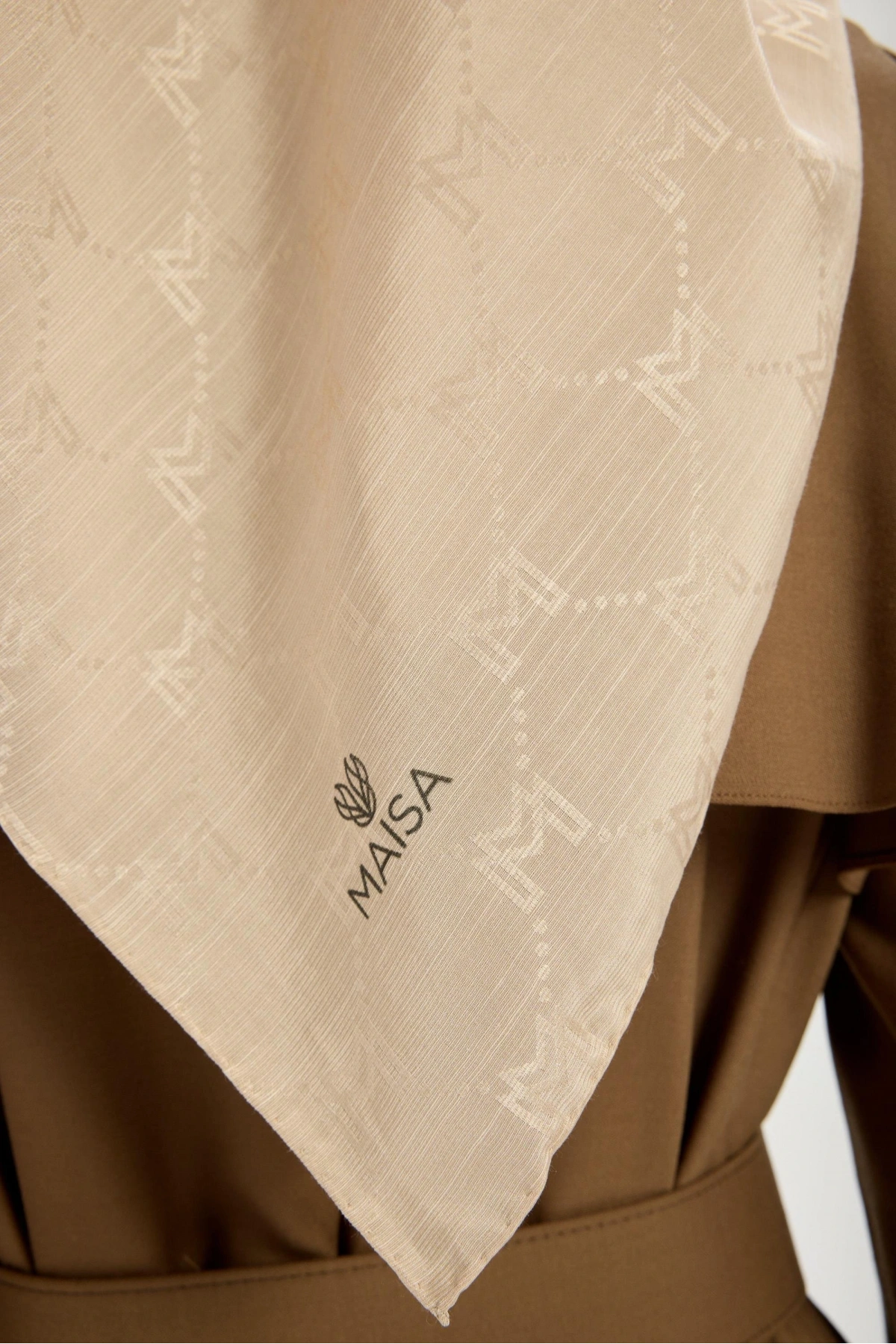 Maisa NEDA PAMUK İPEK EŞARP 90*90 CM - BEJ