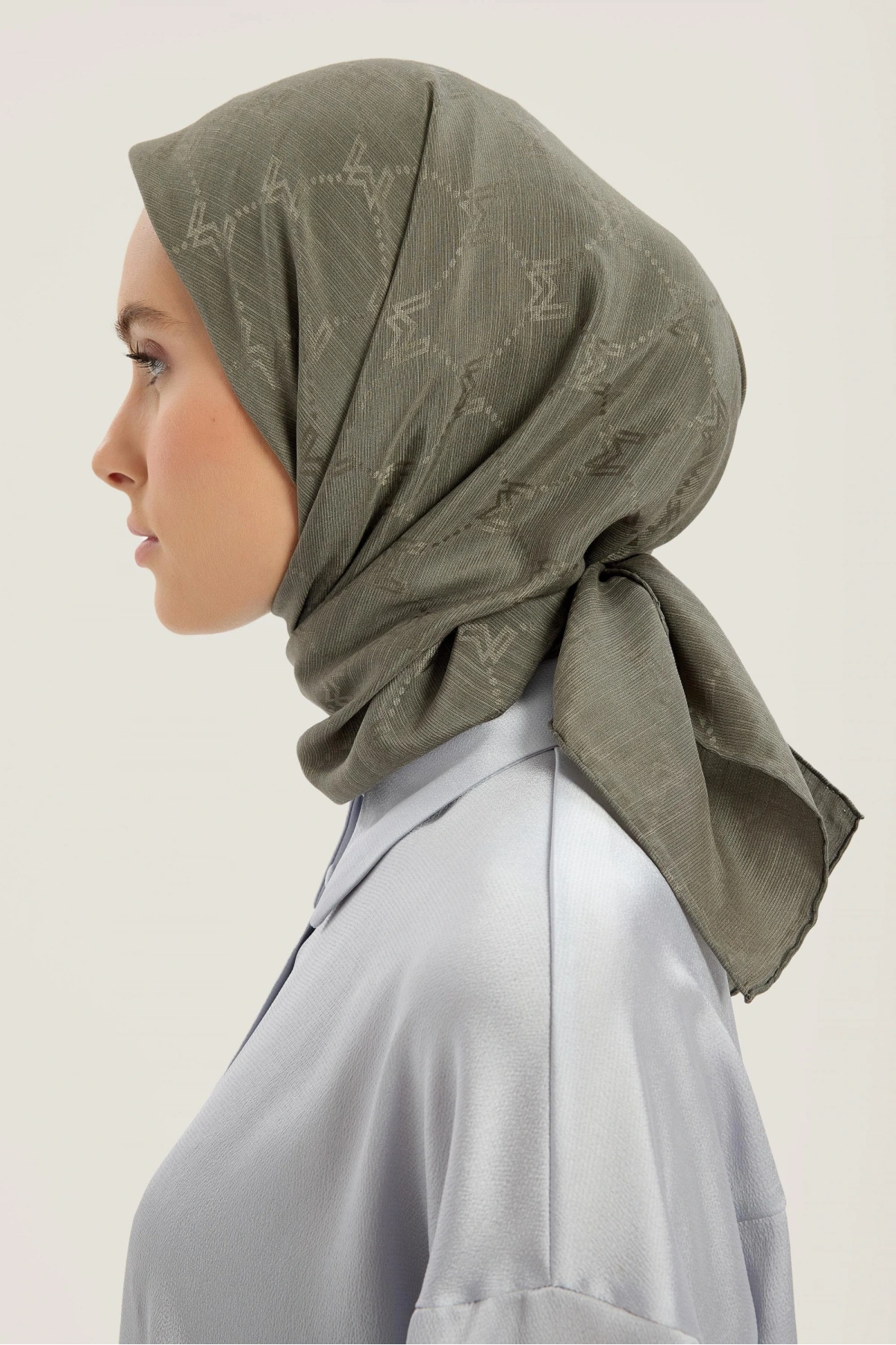 Maisa NEDA PAMUK İPEK EŞARP 90*90 CM - HAKİ