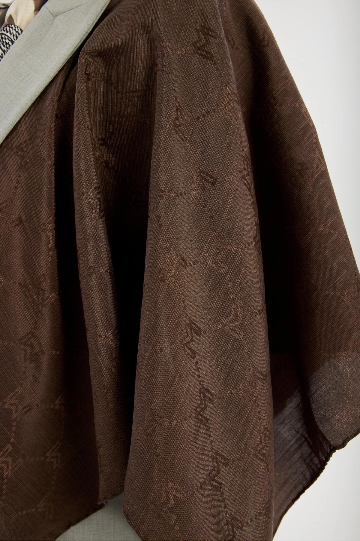 Maisa NEDA PAMUK İPEK EŞARP 90*90 CM - KAHVERENGİ