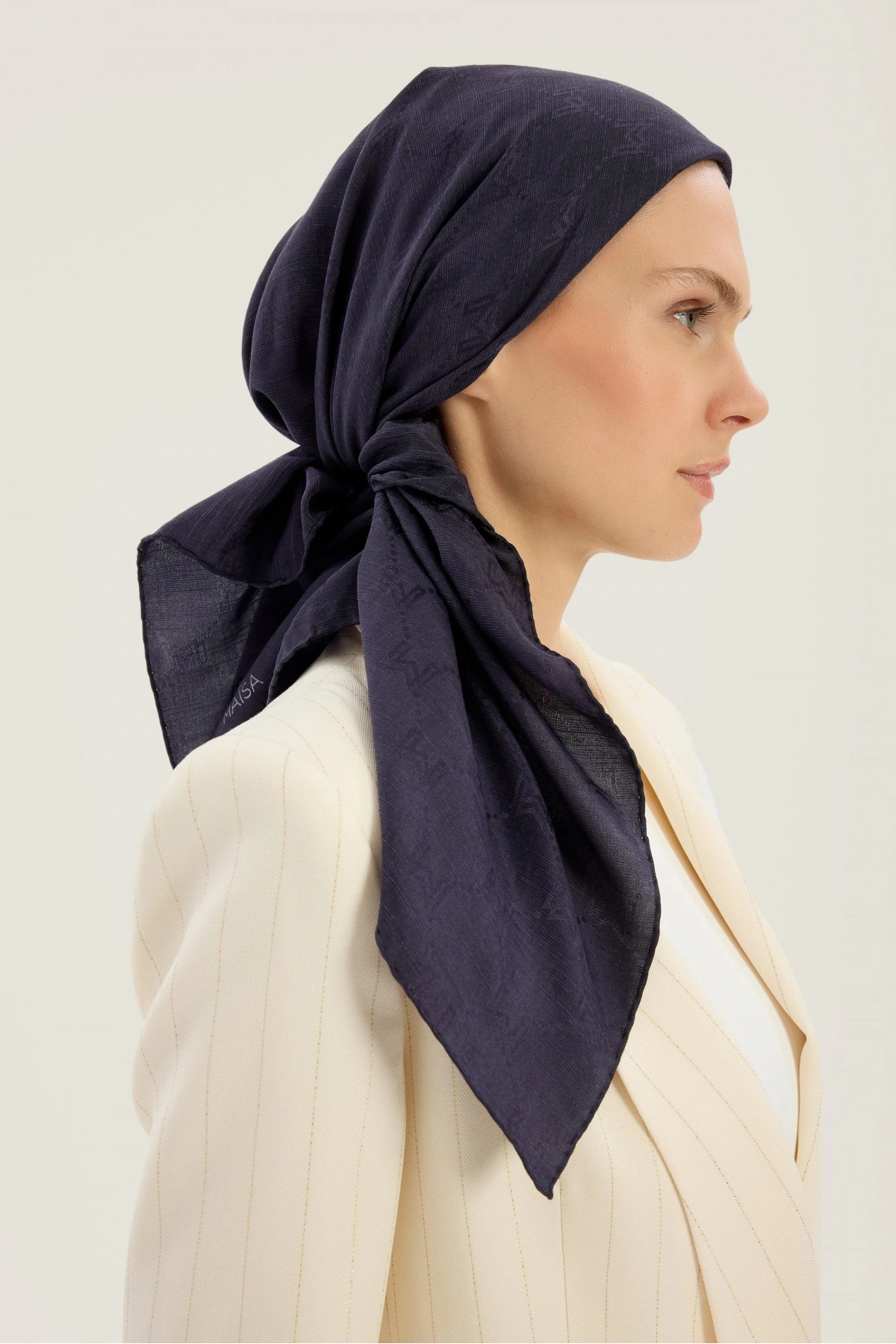 Maisa NEDA PAMUK İPEK EŞARP 90*90 CM - LACİVERT