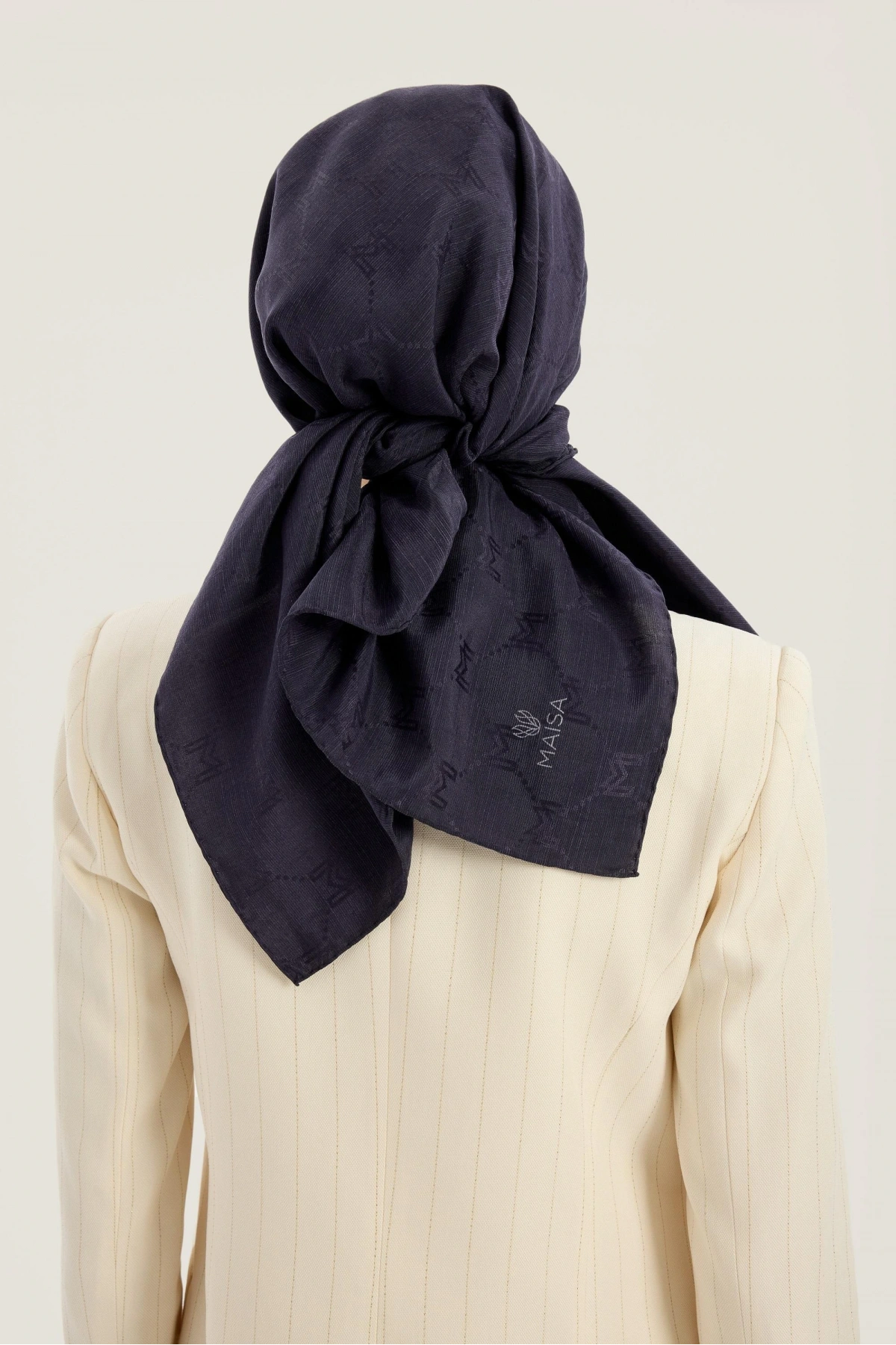 Maisa NEDA PAMUK İPEK EŞARP 90*90 CM - LACİVERT