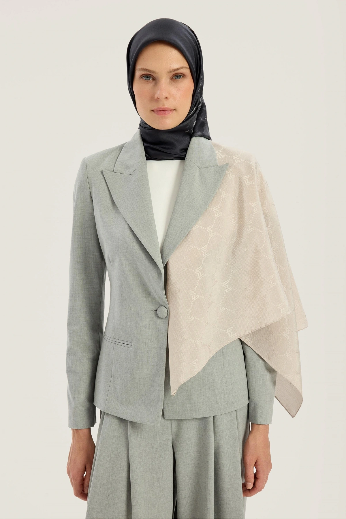 Maisa NEDA PAMUK İPEK EŞARP 90*90 CM - TAŞ