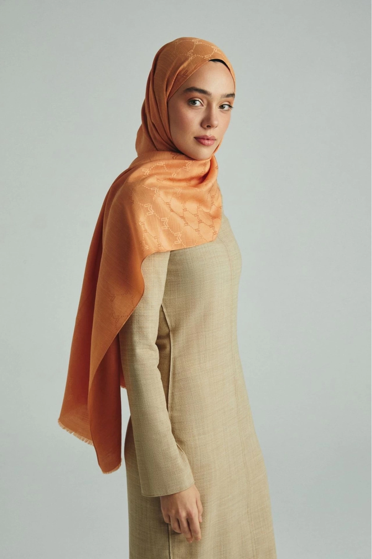 Maisa NEDA PAMUK İPEK ŞAL 70*190 CM - AÇIK TURUNCU