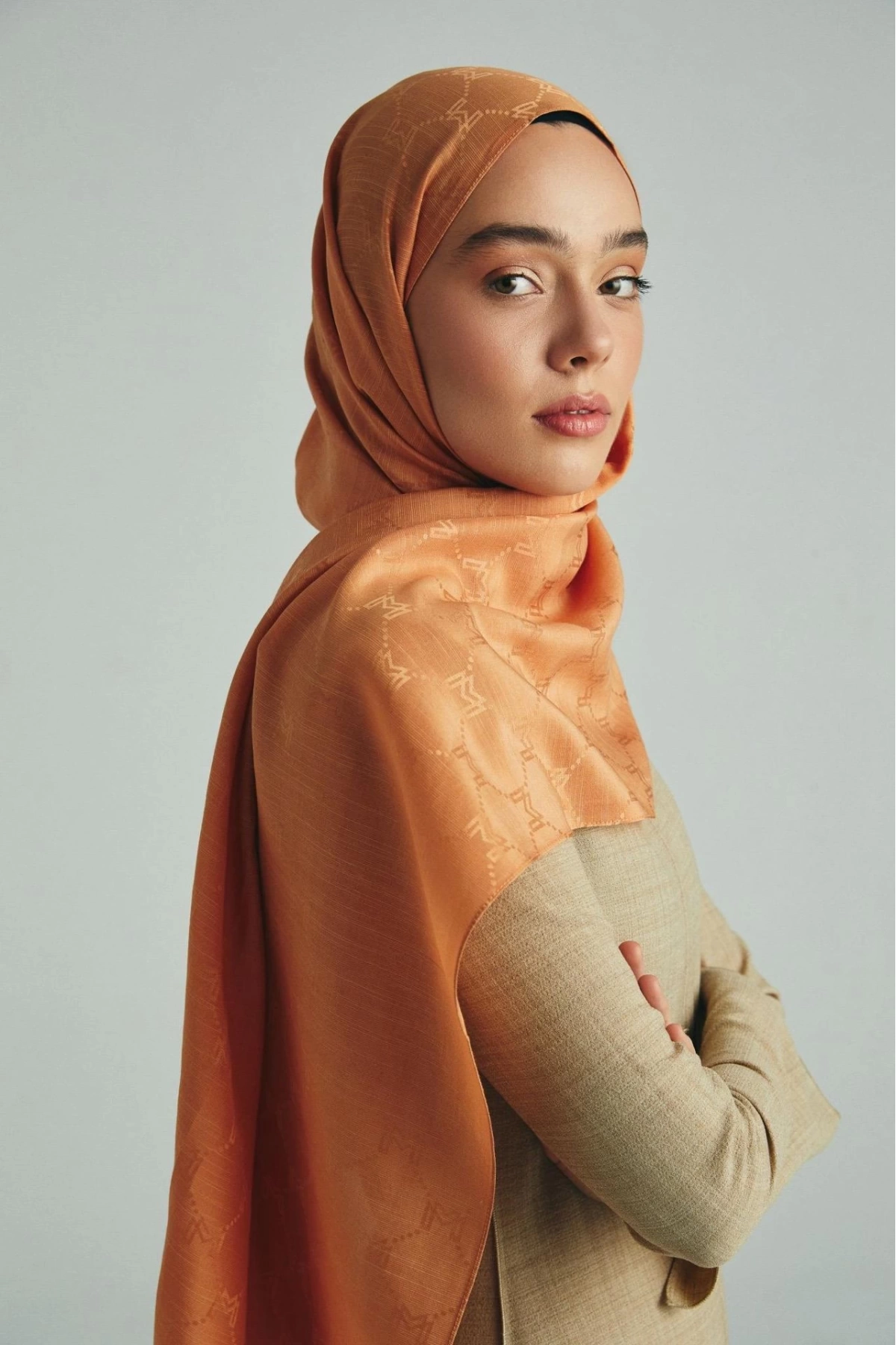 Maisa NEDA PAMUK İPEK ŞAL 70*190 CM - AÇIK TURUNCU