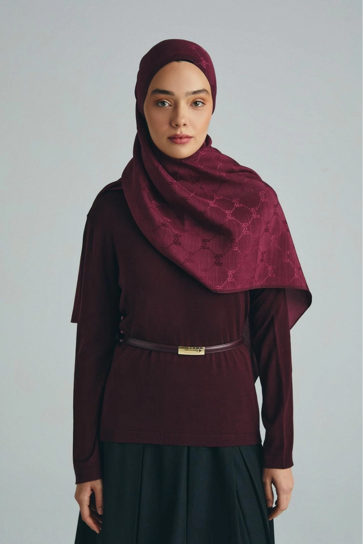 Maisa NEDA PAMUK İPEK ŞAL 70*190 CM - BORDO