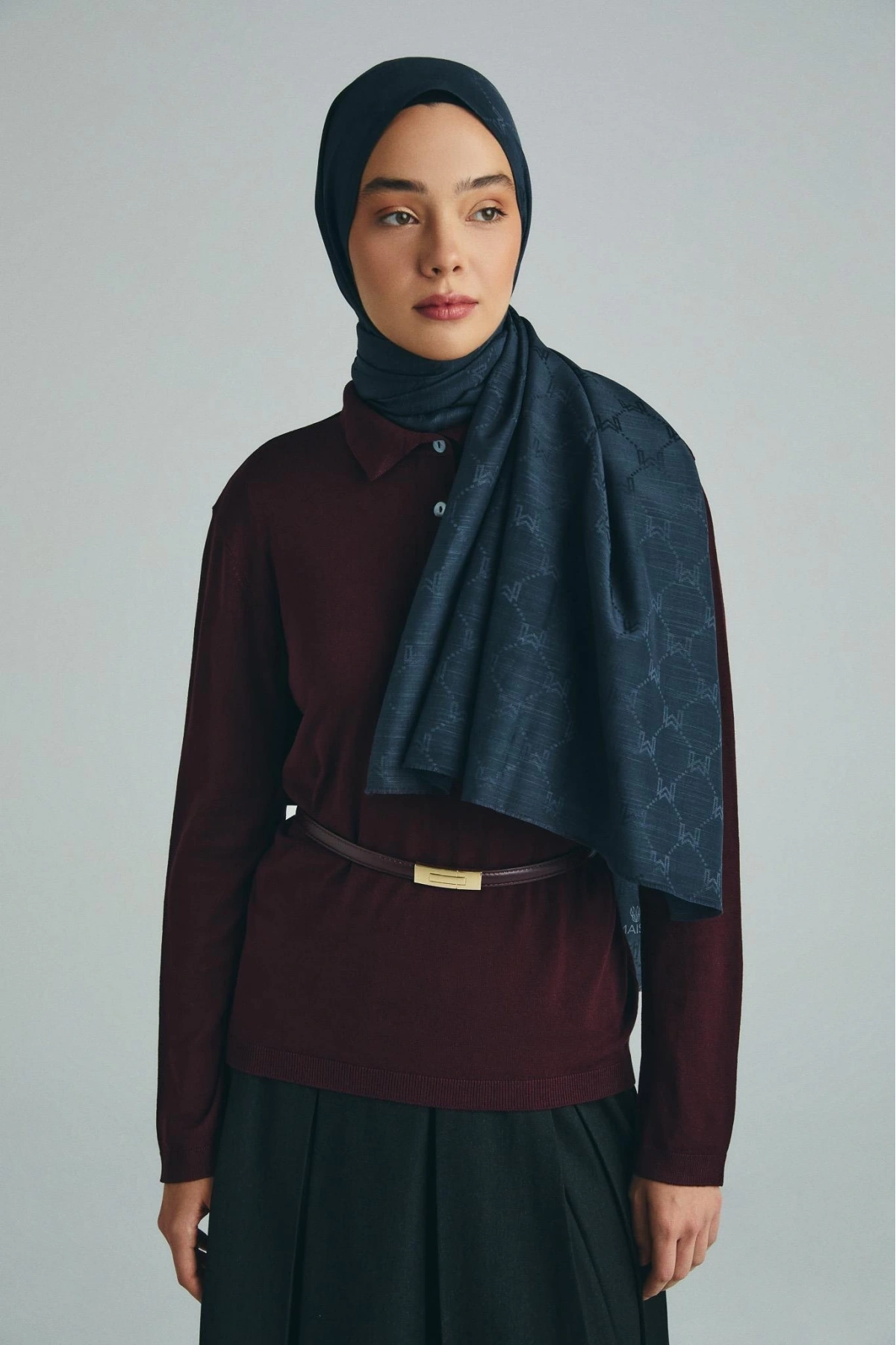 Maisa NEDA PAMUK İPEK ŞAL 70*190 CM - ANTRASİT