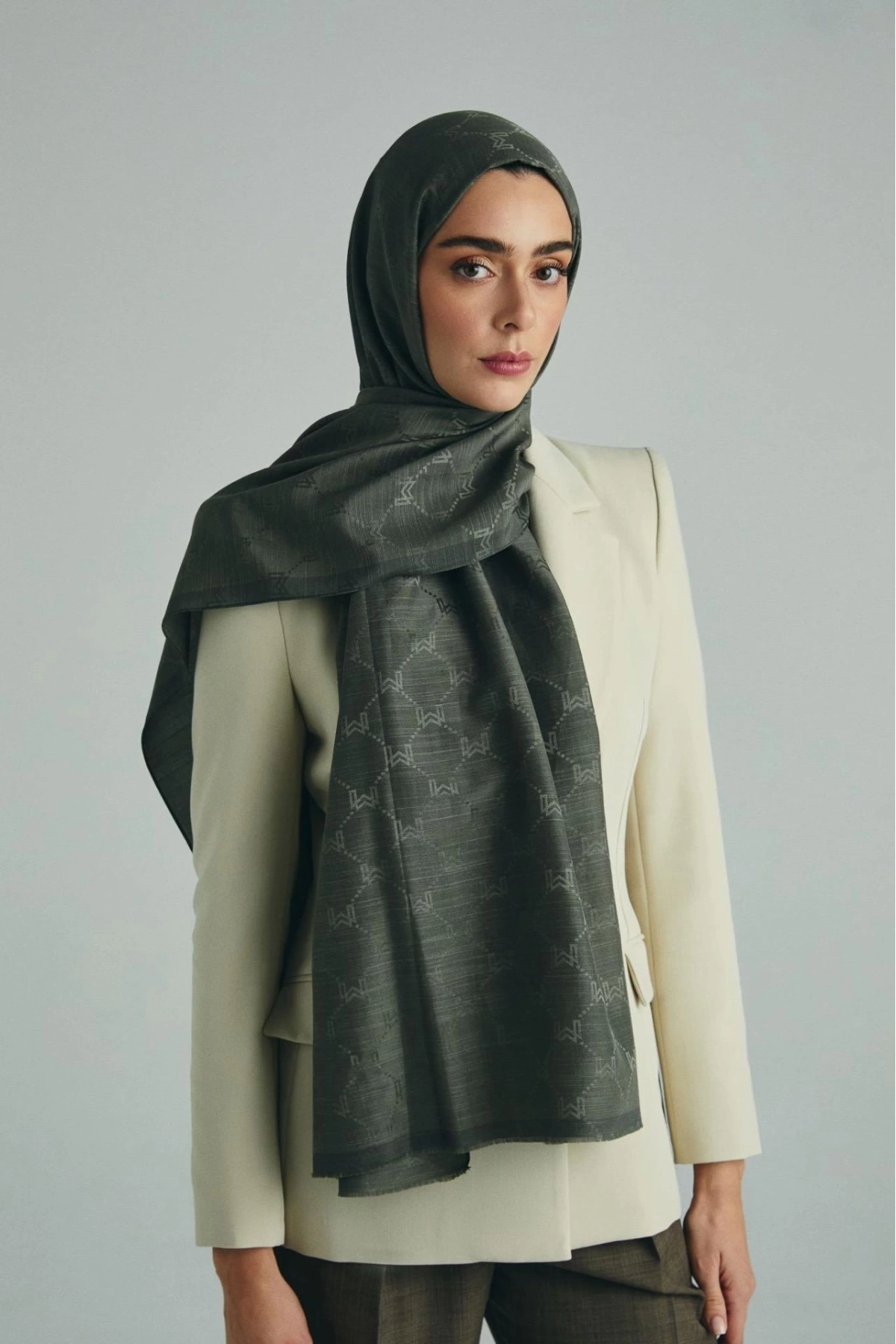 Maisa NEDA PAMUK İPEK ŞAL 70*190 CM - HAKİ