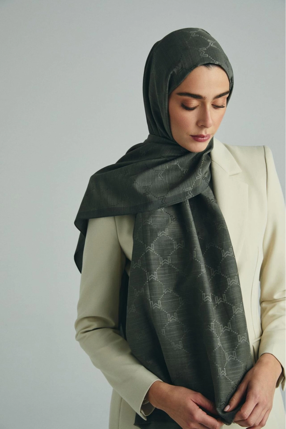 Maisa NEDA PAMUK İPEK ŞAL 70*190 CM - HAKİ