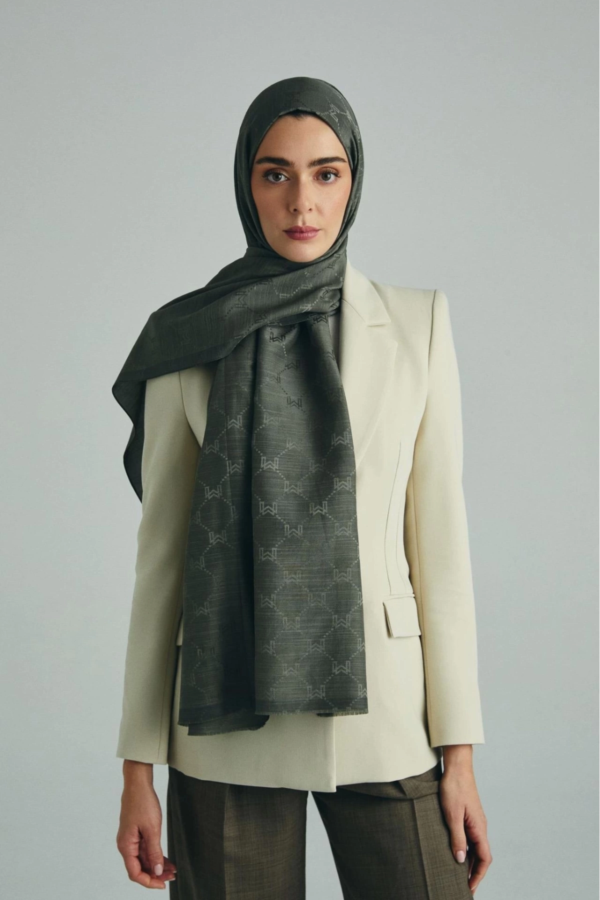 Maisa NEDA PAMUK İPEK ŞAL 70*190 CM - HAKİ