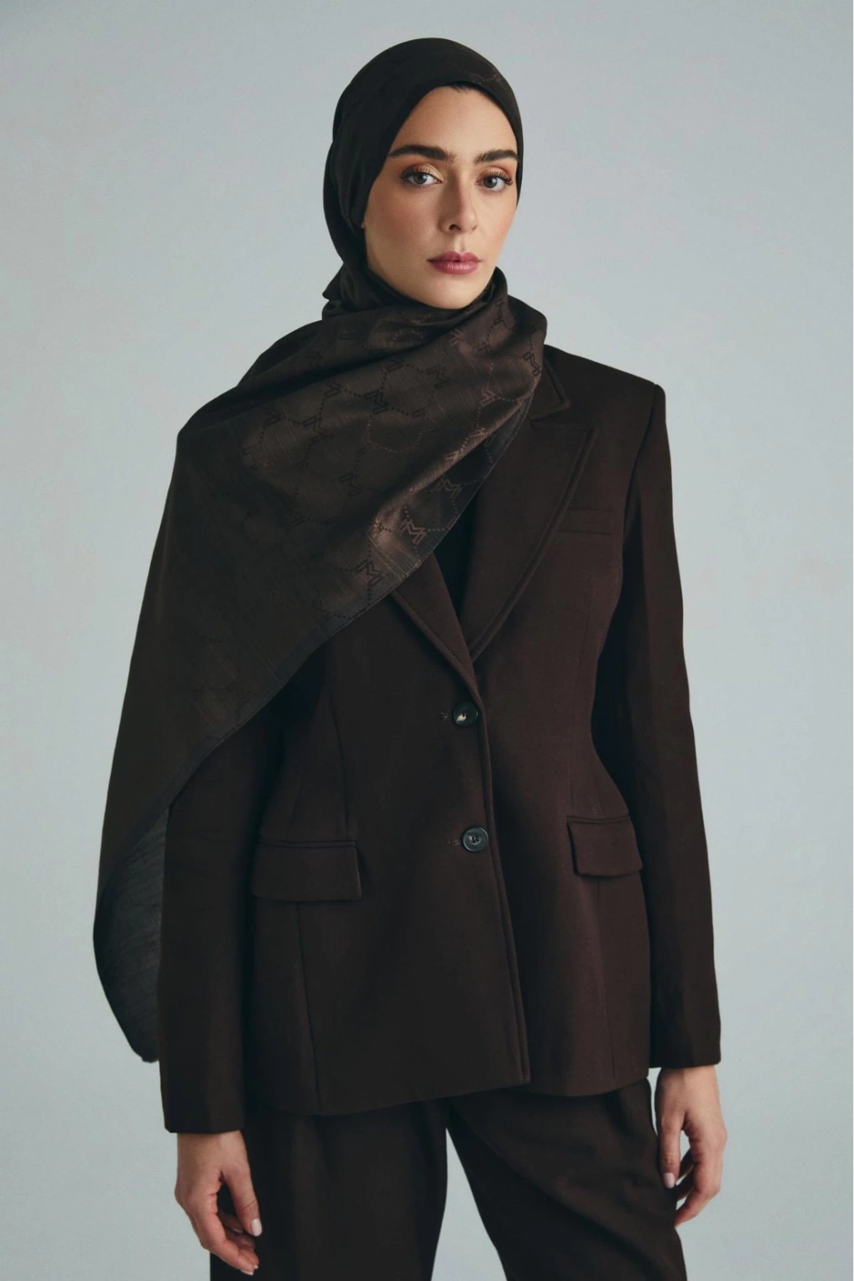 Maisa NEDA PAMUK İPEK ŞAL 70*190 CM - KAHVERENGİ