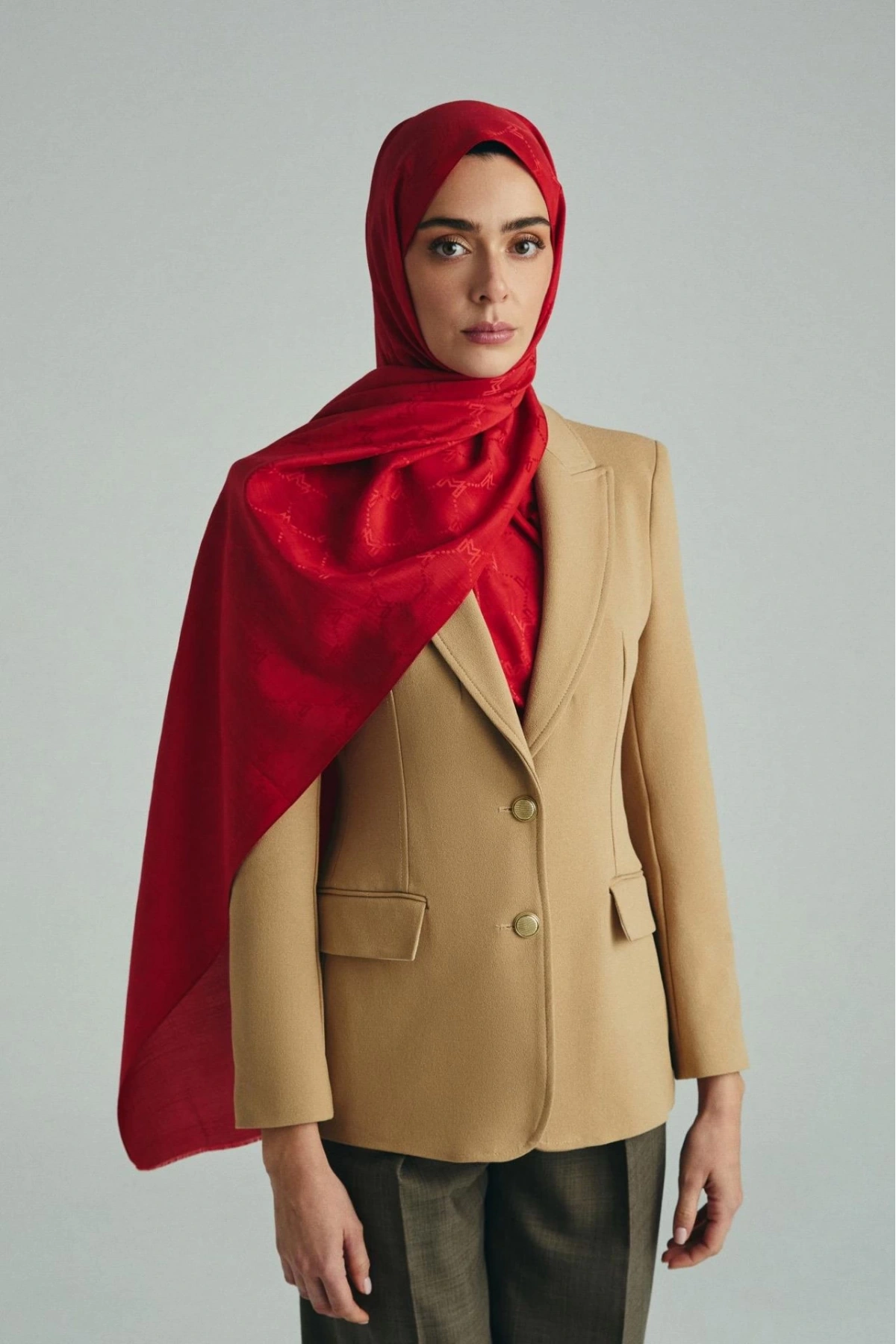 Maisa NEDA PAMUK İPEK ŞAL 70*190 CM - KIRMIZI