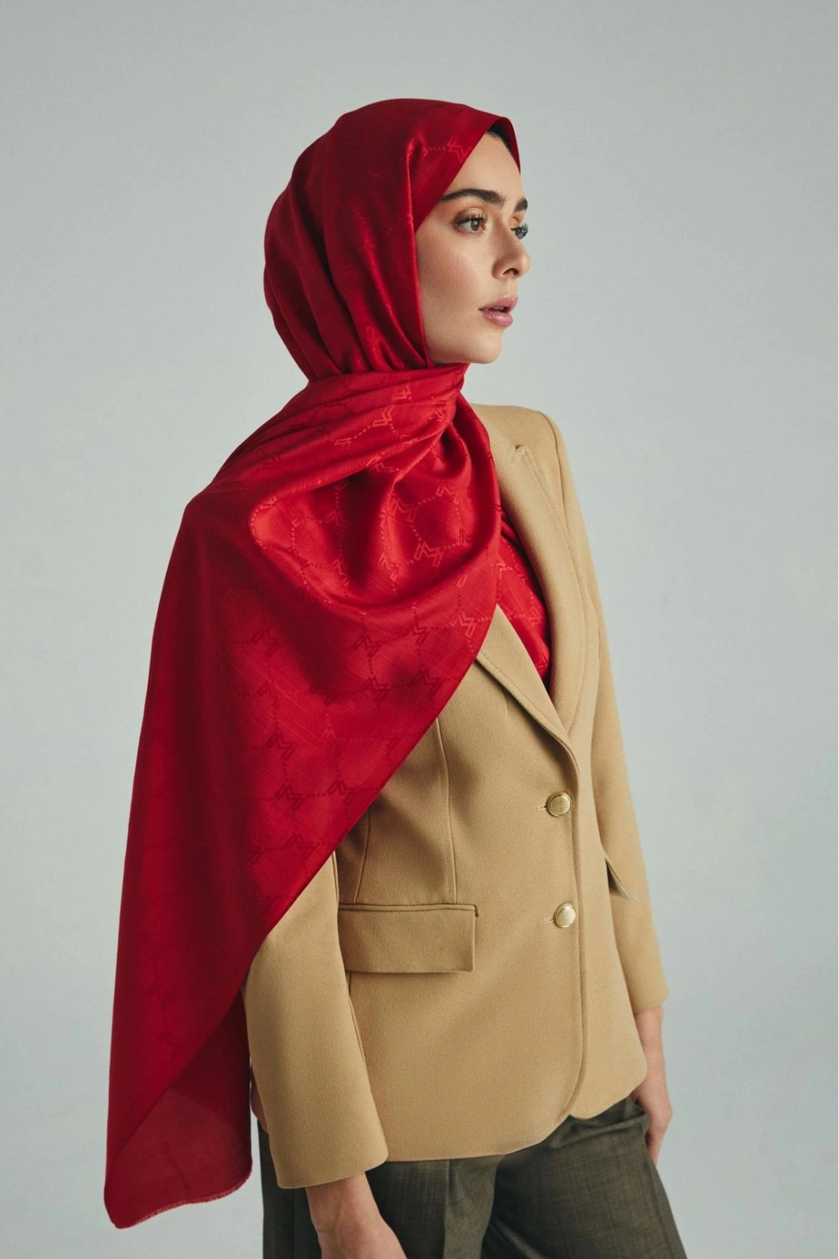 Maisa NEDA PAMUK İPEK ŞAL 70*190 CM - KIRMIZI