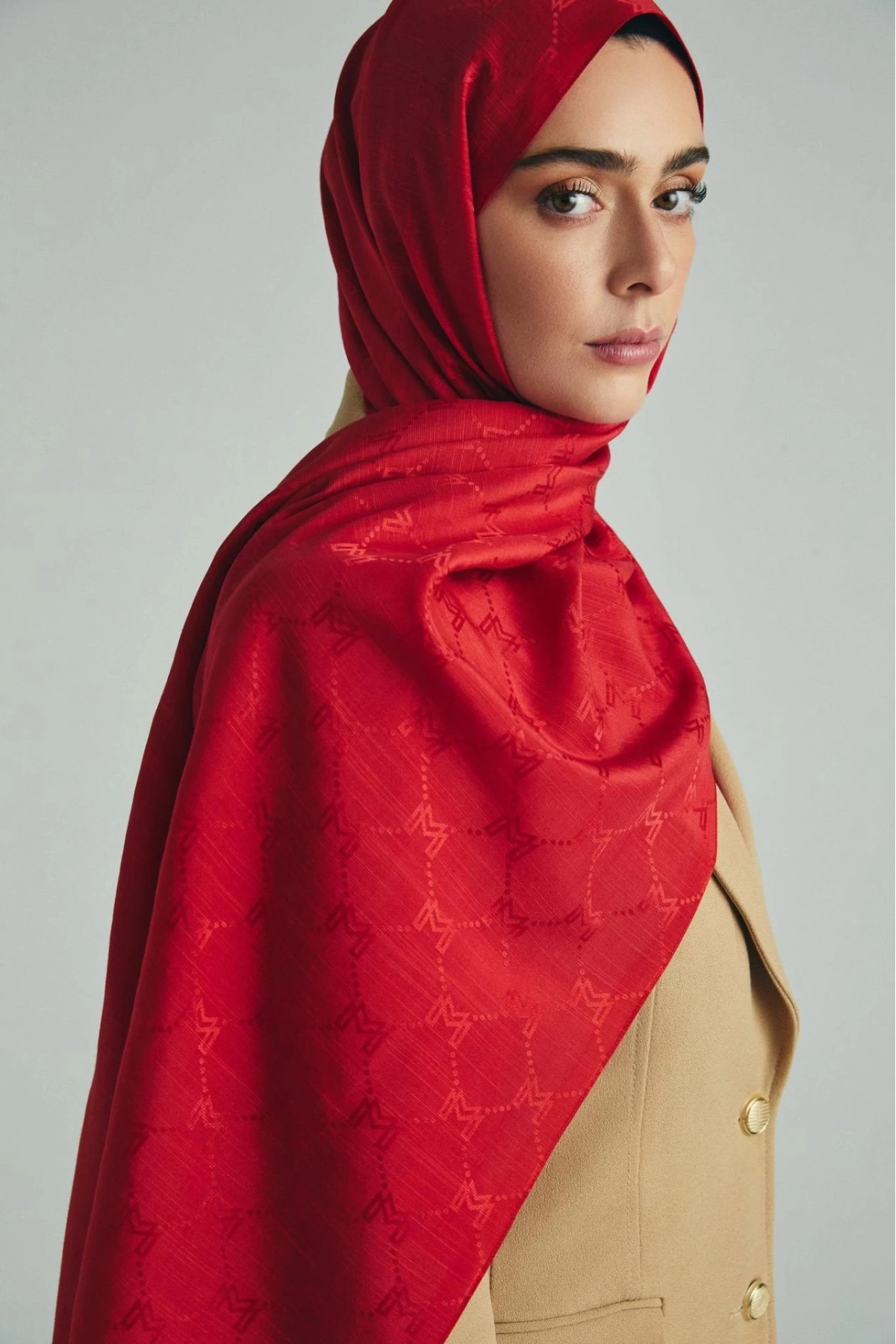 Maisa NEDA PAMUK İPEK ŞAL 70*190 CM - KIRMIZI
