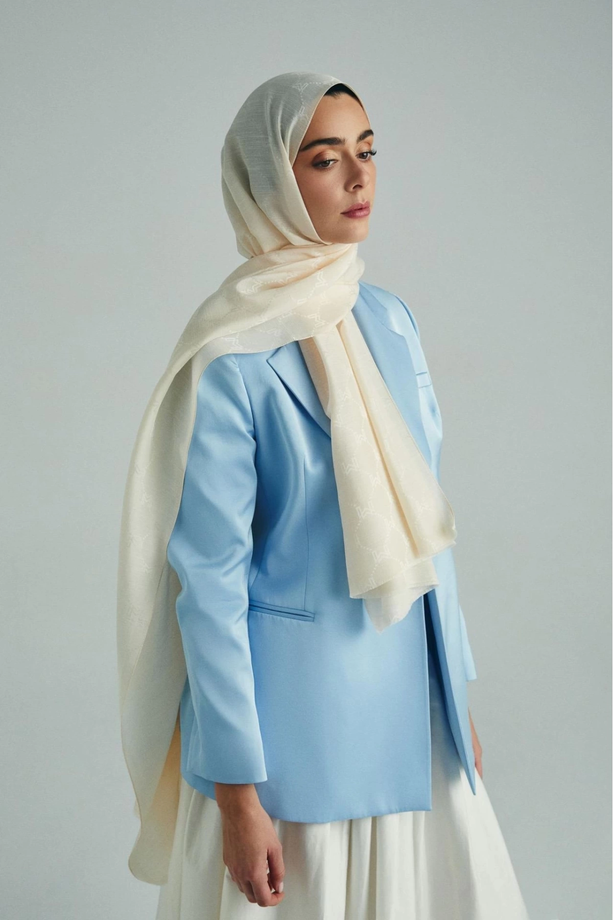 Maisa NEDA PAMUK İPEK ŞAL 70*190 CM - كريم