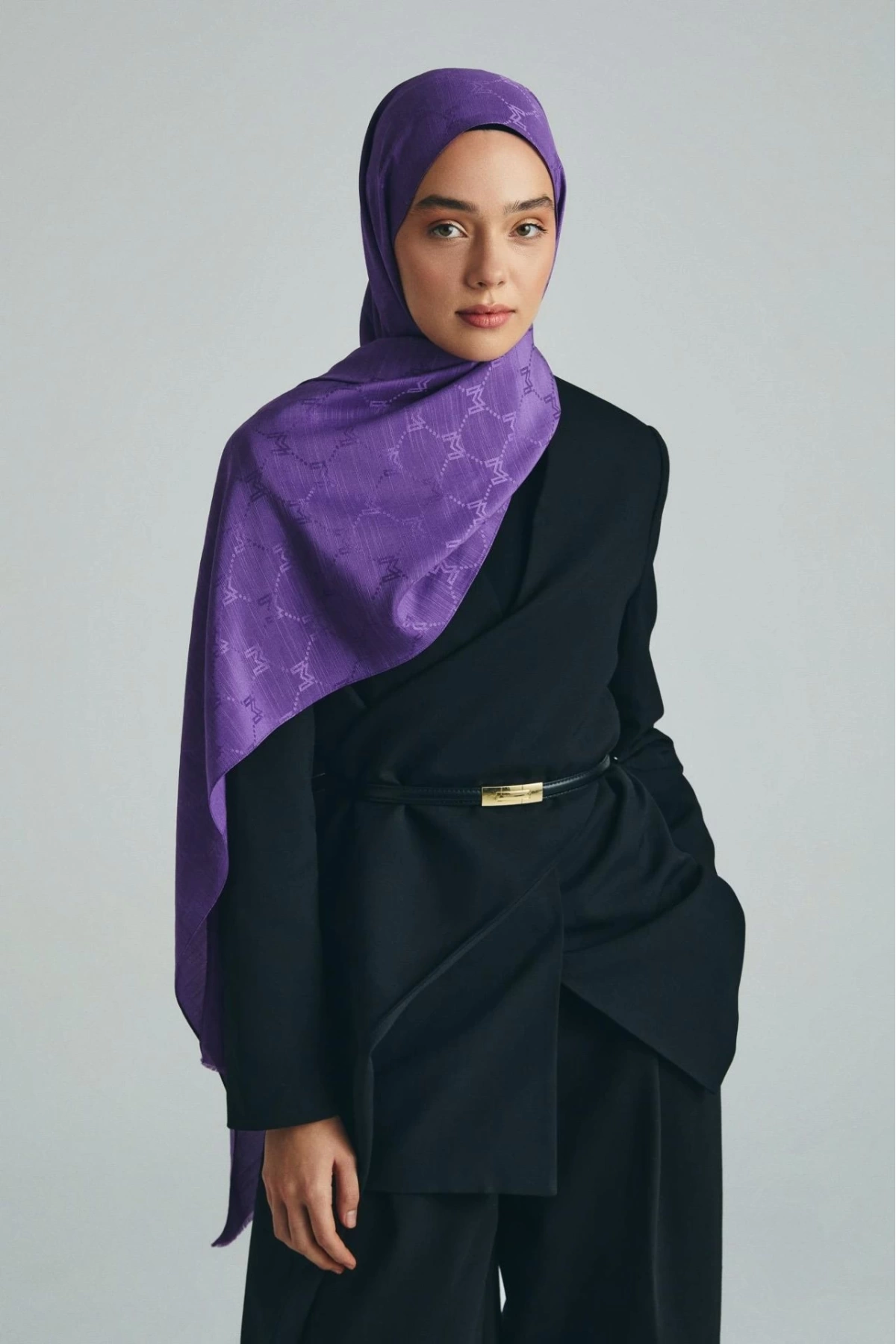 Maisa NEDA PAMUK İPEK ŞAL 70*190 CM - MOR