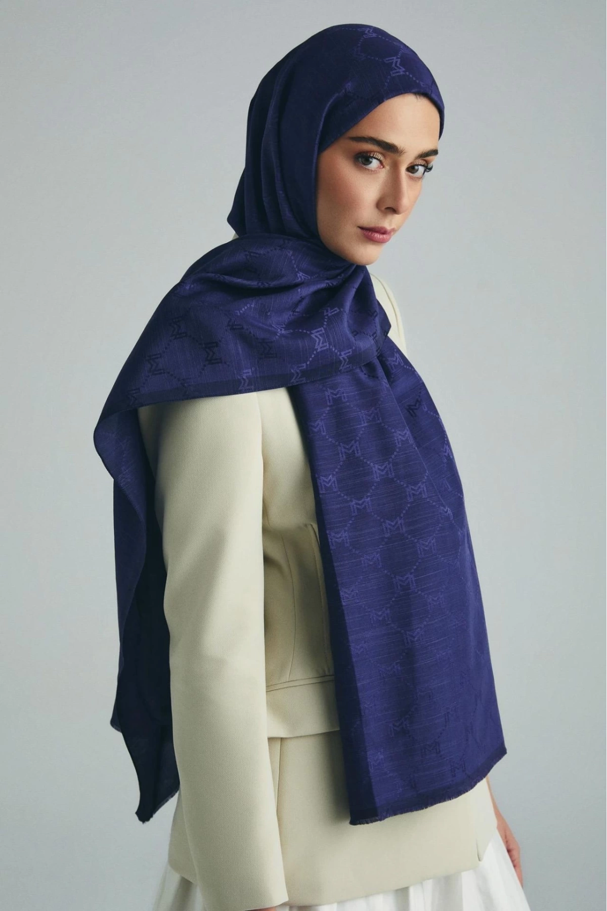 Maisa NEDA PAMUK İPEK ŞAL 70*190 CM - MORCİVERT