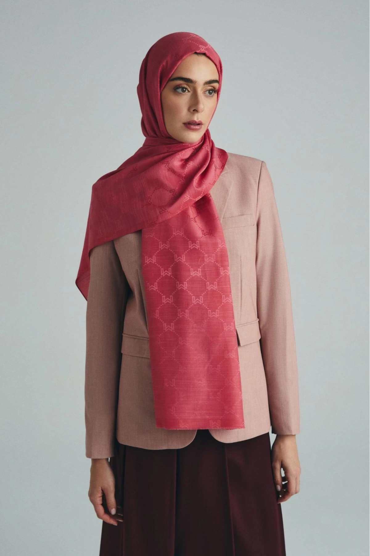 Maisa NEDA PAMUK İPEK ŞAL 70*190 CM - PEMBE