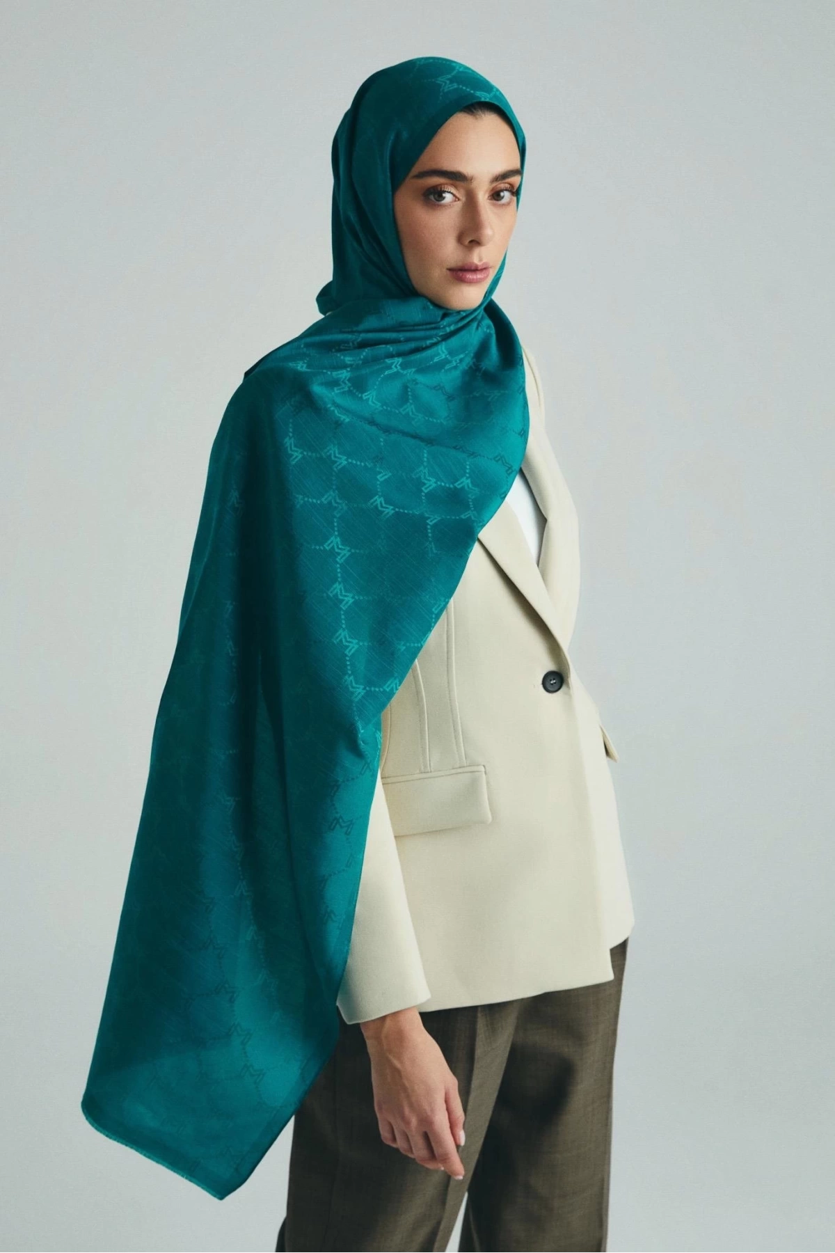 Maisa NEDA PAMUK İPEK ŞAL 70*190 CM - PETROL MAVİSİ