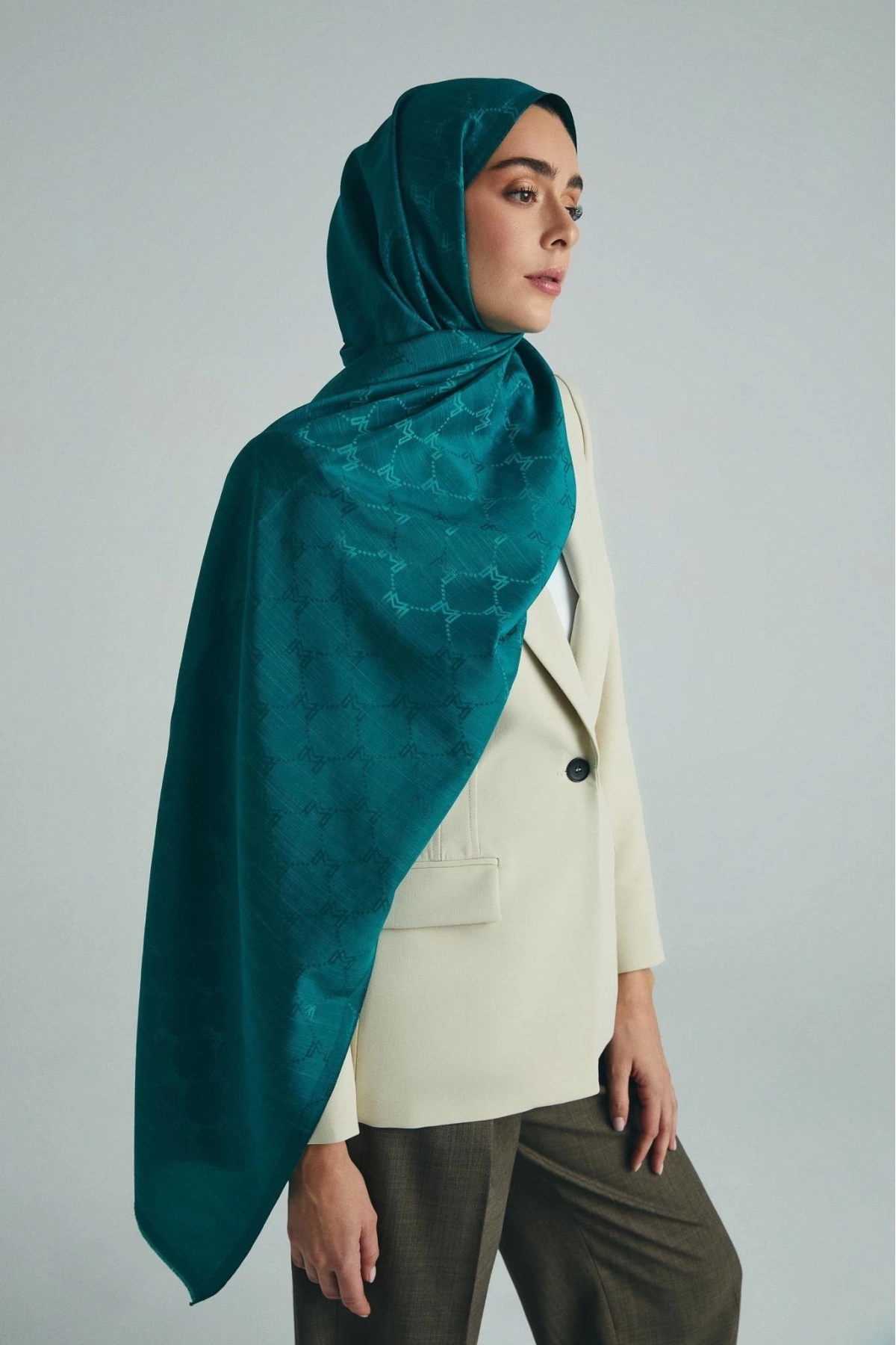 Maisa NEDA PAMUK İPEK ŞAL 70*190 CM - PETROL MAVİSİ