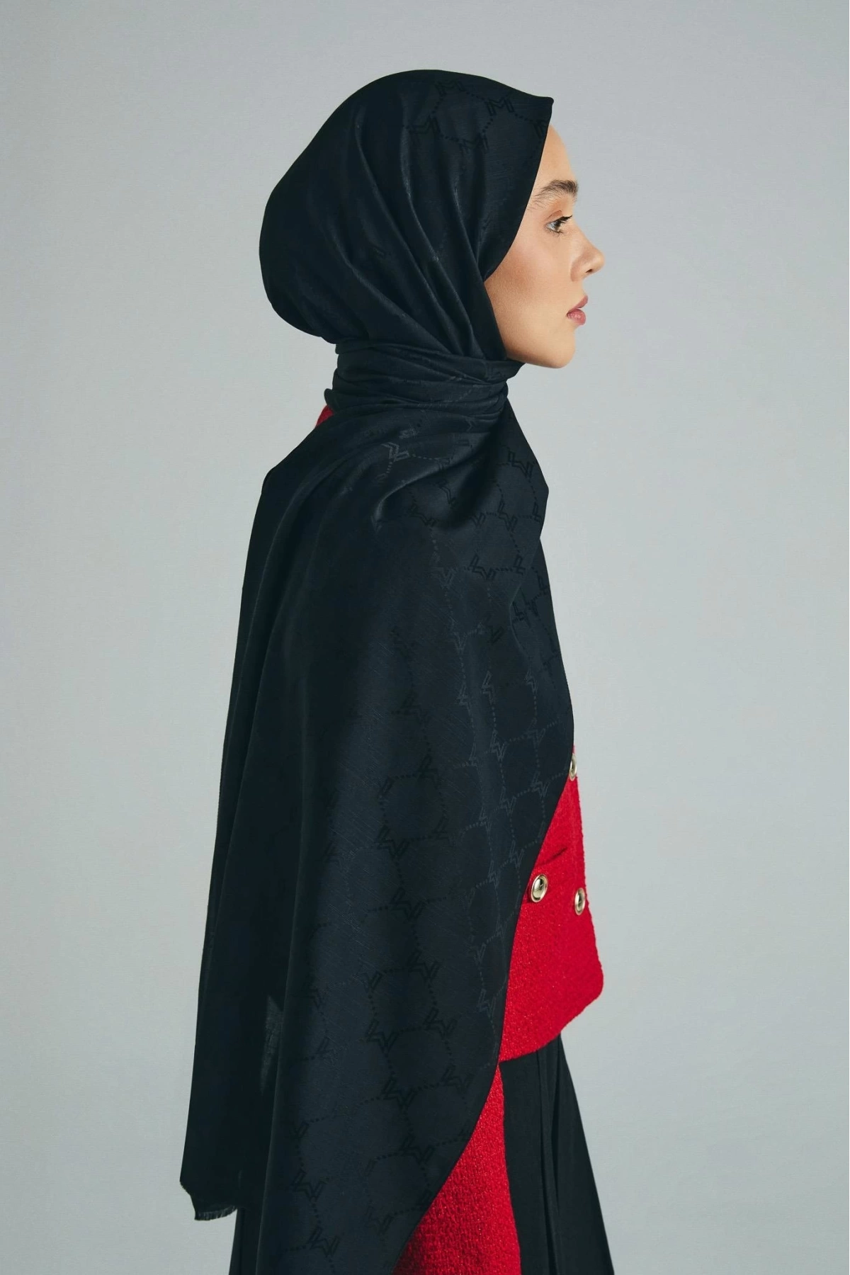 Maisa NEDA PAMUK İPEK ŞAL 70*190 CM - SİYAH