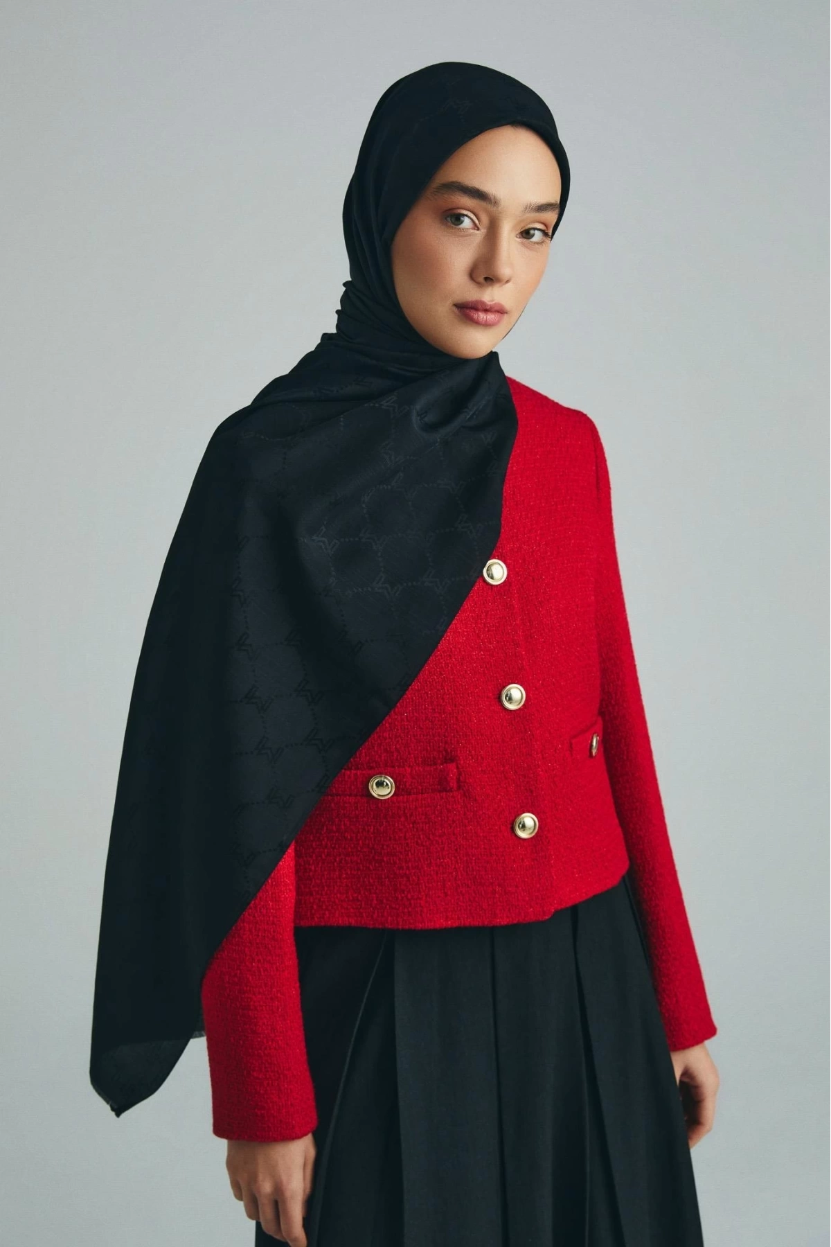 Maisa NEDA PAMUK İPEK ŞAL 70*190 CM - SİYAH