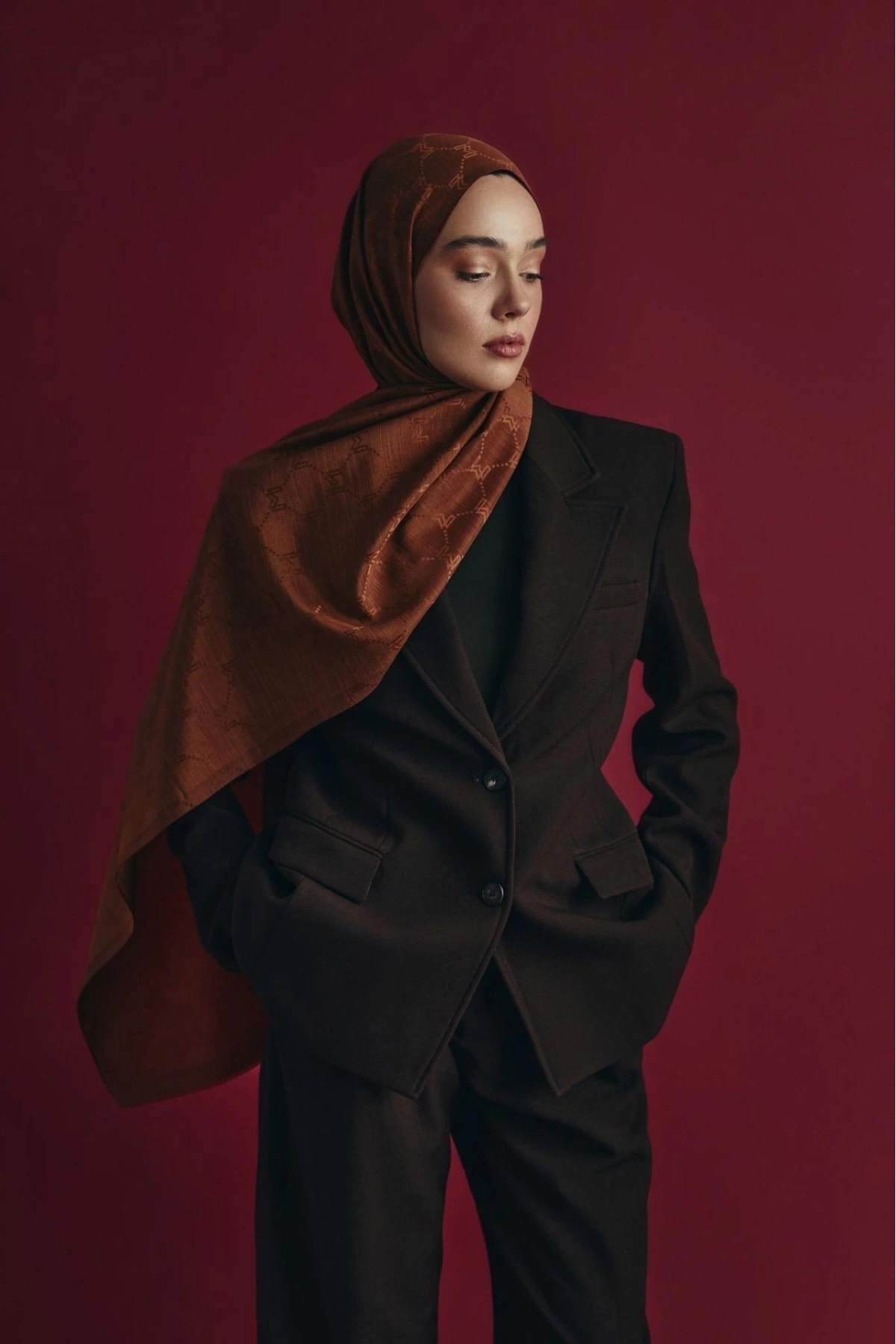 Maisa NEDA PAMUK İPEK ŞAL 70*190 CM - TARÇIN