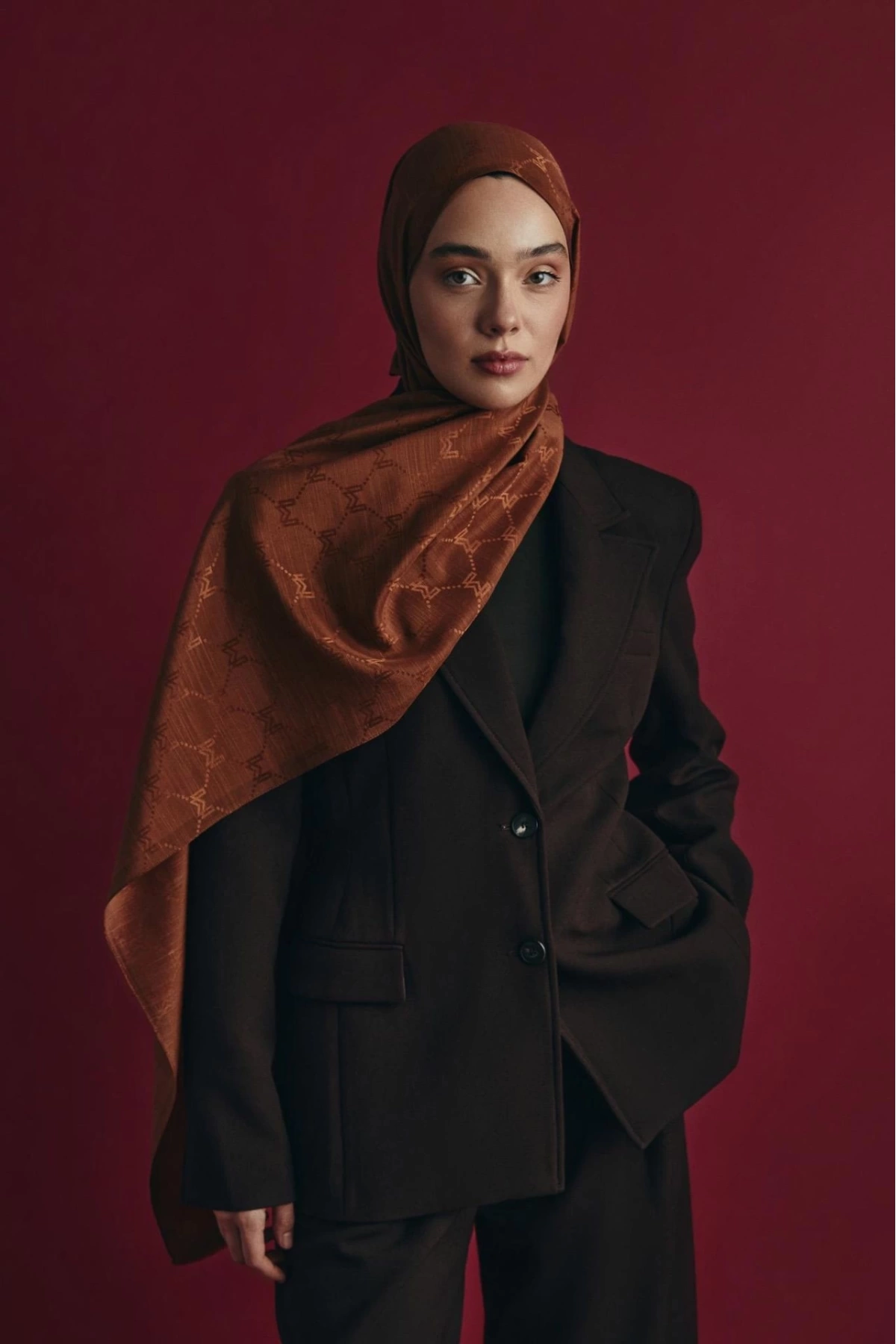 Maisa NEDA PAMUK İPEK ŞAL 70*190 CM - TARÇIN