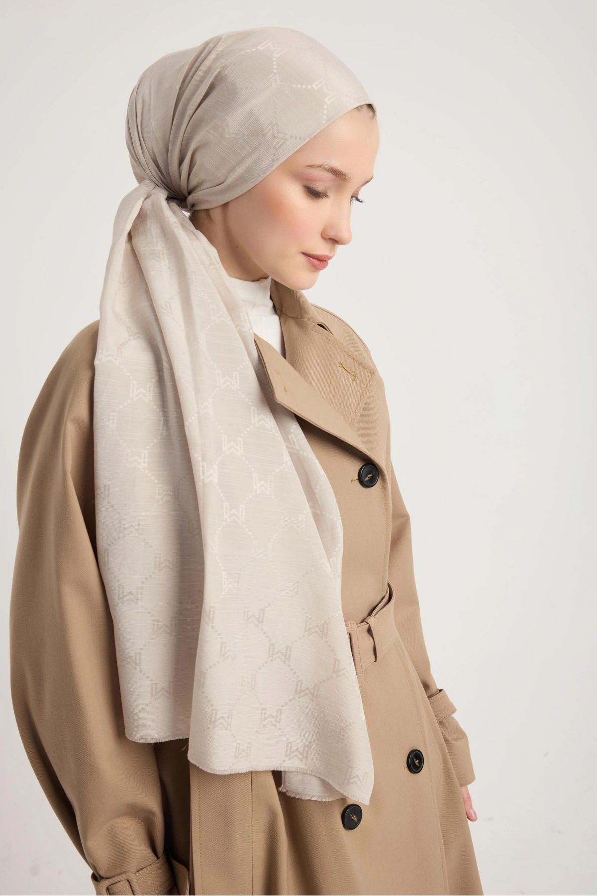 Maisa NEDA PAMUK İPEK ŞAL 70*190 CM - AÇIK BEJ