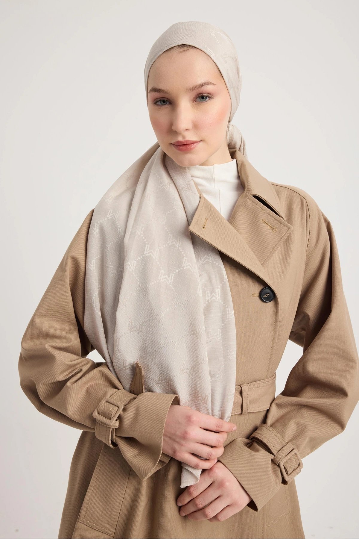 Maisa NEDA PAMUK İPEK ŞAL 70*190 CM - AÇIK BEJ