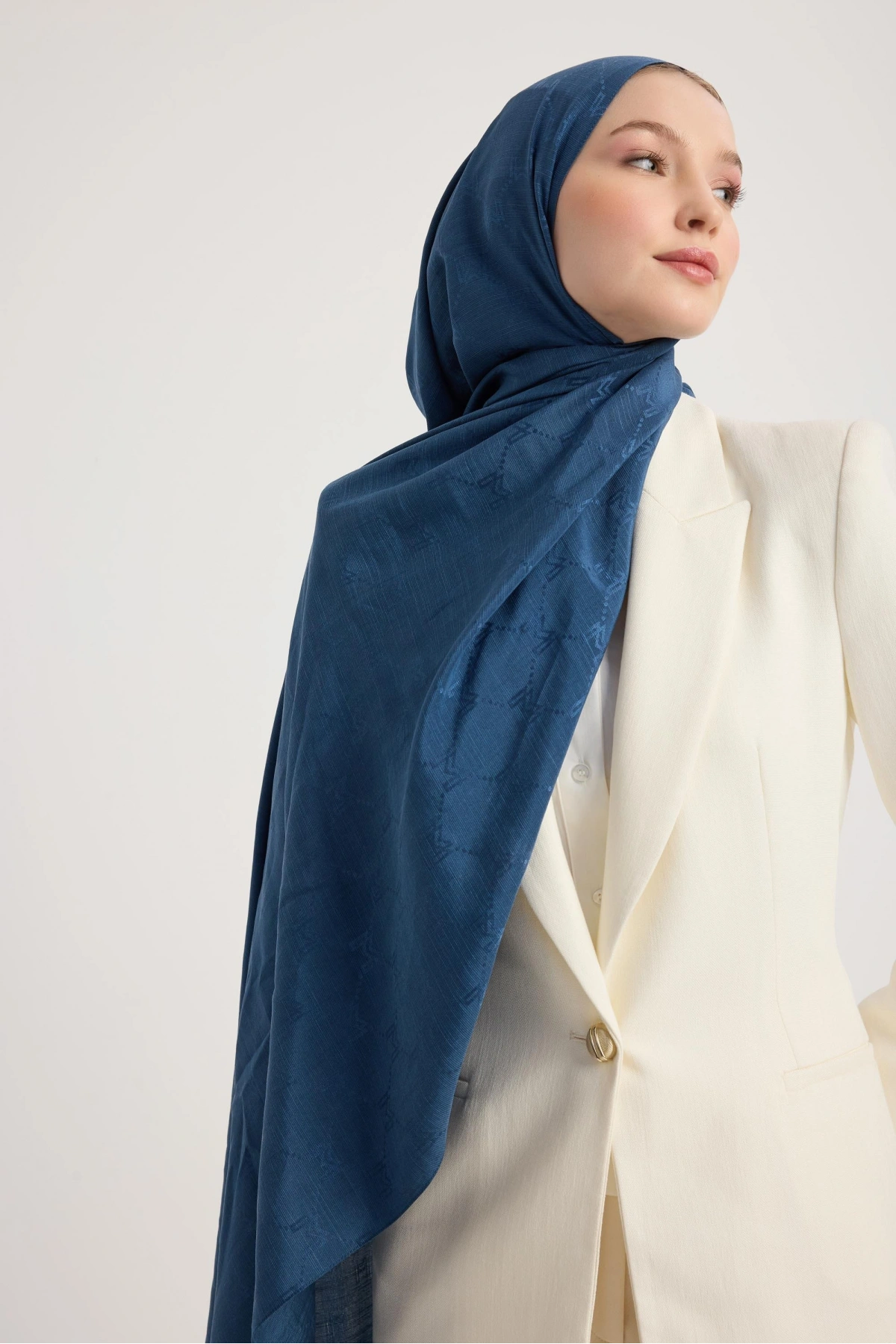 Maisa NEDA PAMUK İPEK ŞAL 70*190 CM - İNDİGO