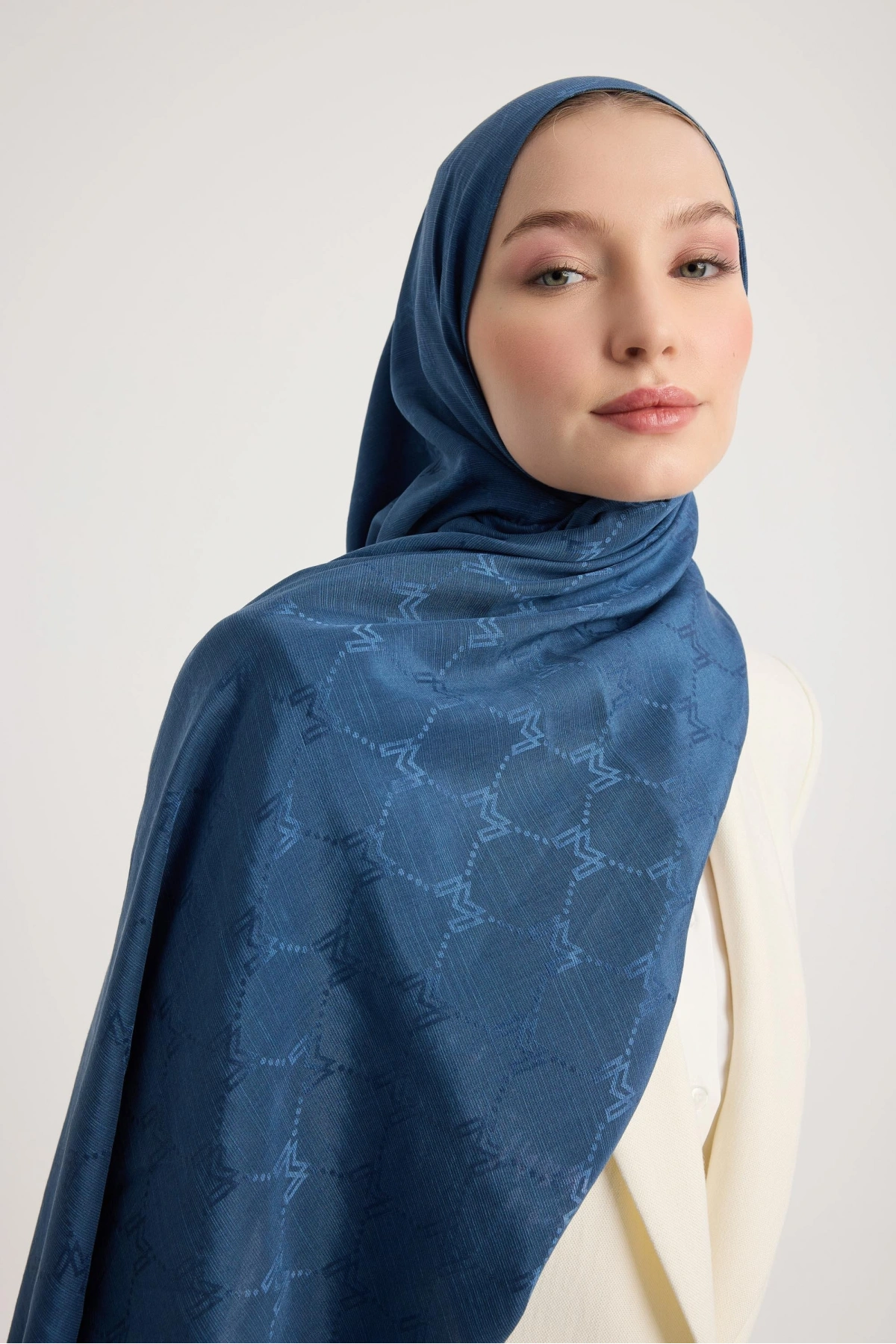 Maisa NEDA PAMUK İPEK ŞAL 70*190 CM - İNDİGO