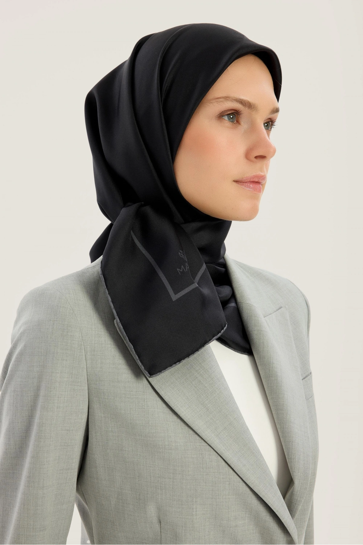 Maisa PAK TİVİL İPEK EŞARP 90*90 CM - ANTRASİT