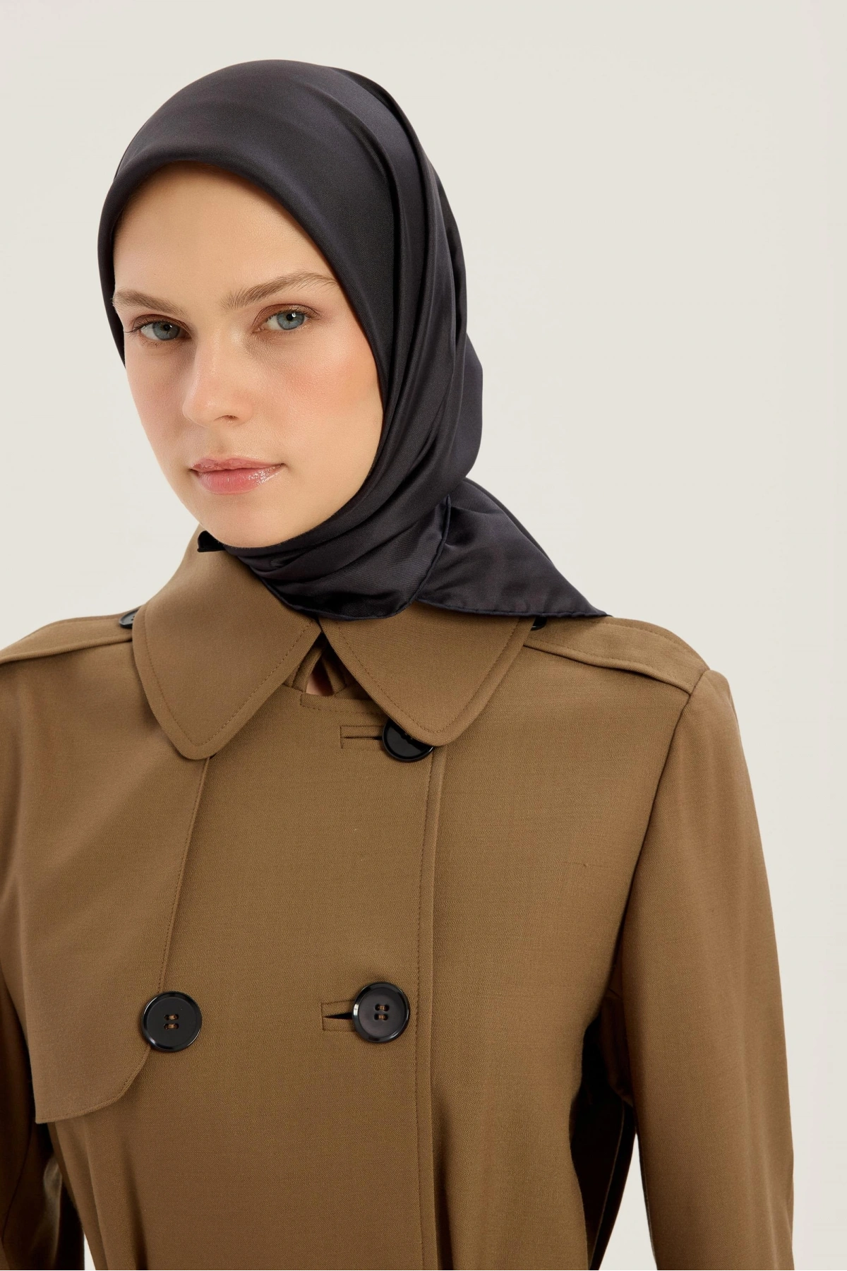 Maisa PAK TİVİL İPEK EŞARP 90*90 CM - KAHVERENGİ